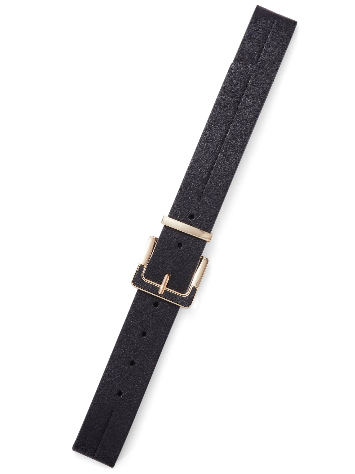 Faux-Leather Square Buckle Belt