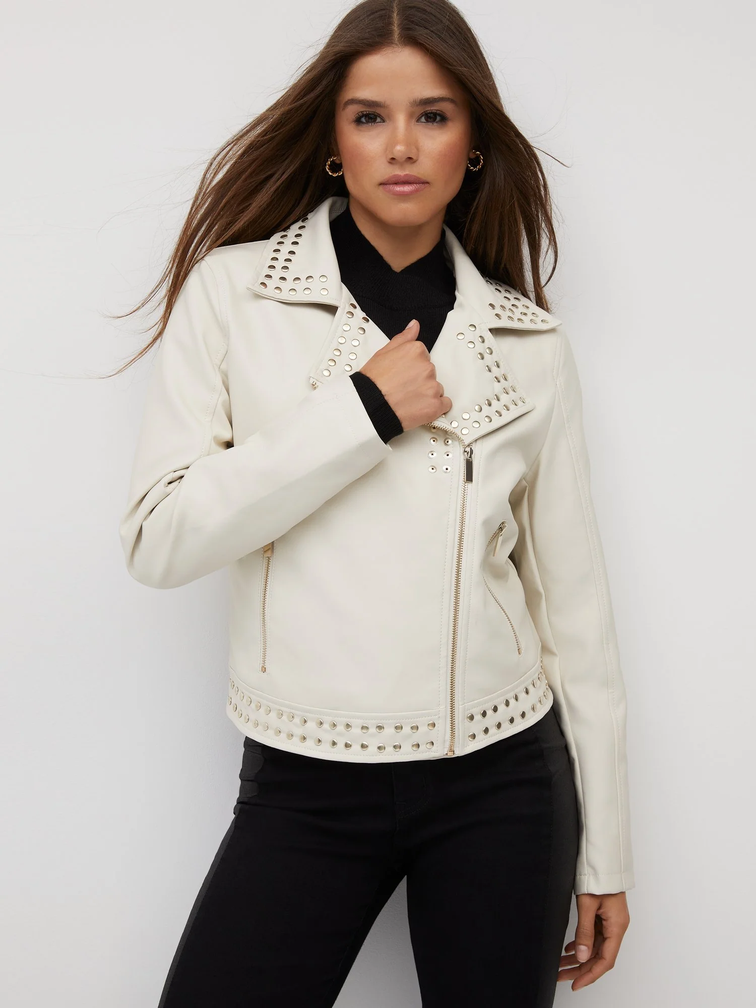 Faux-Leather Studded Jacket - Image 8