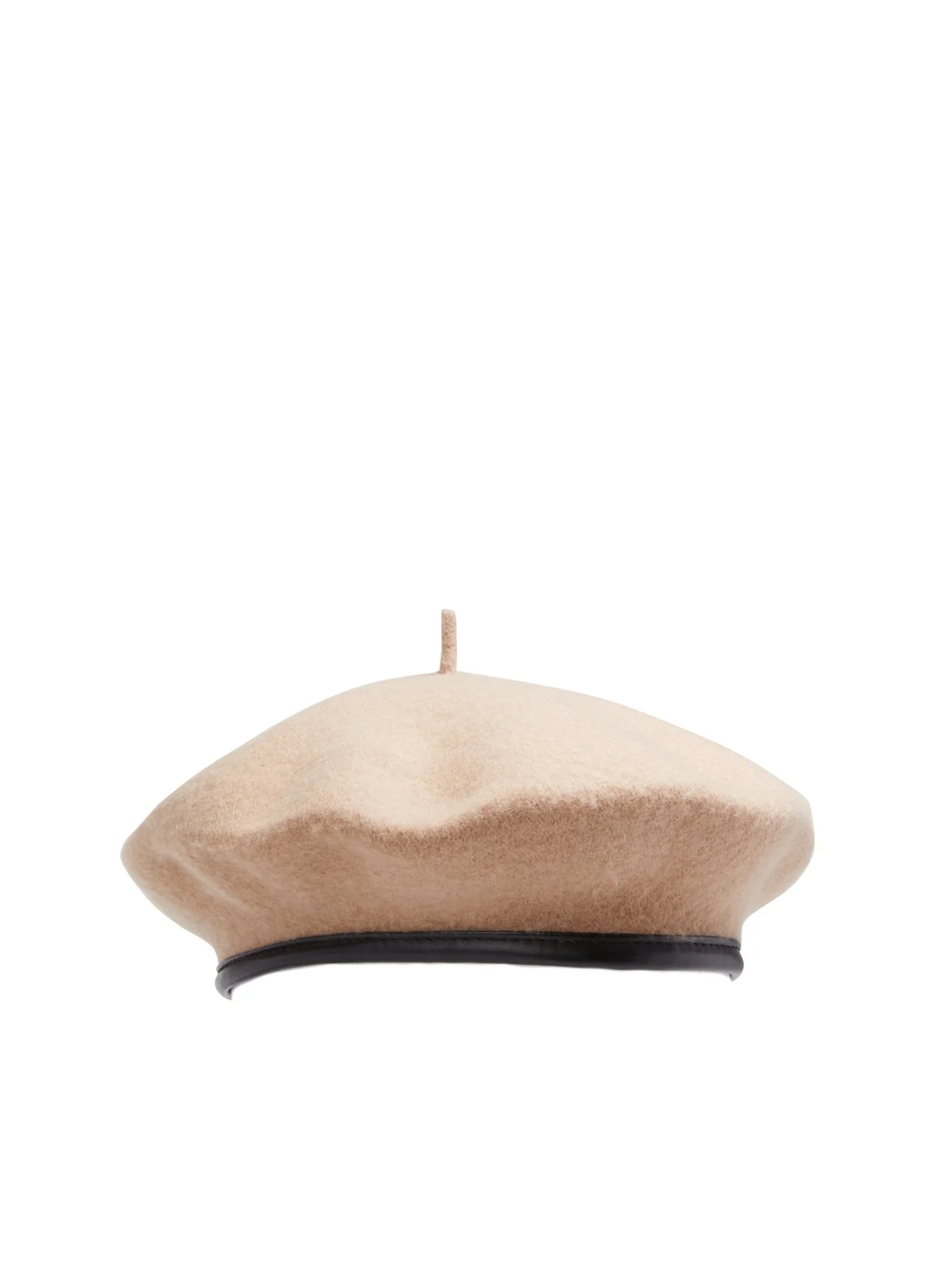 Faux-Leather Trim Beret - Image 2