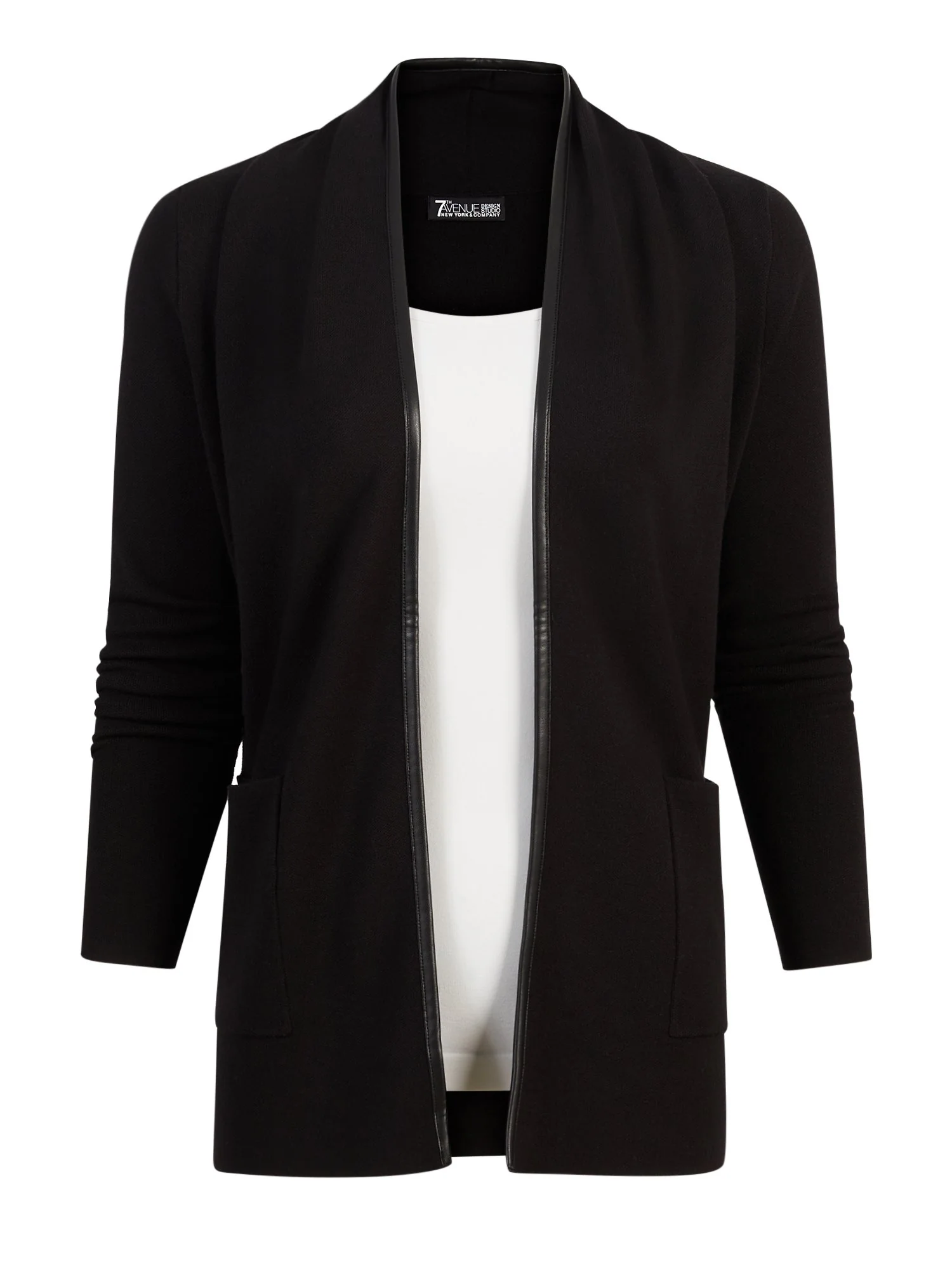 Faux Leather Trim Cardigan - Image 2