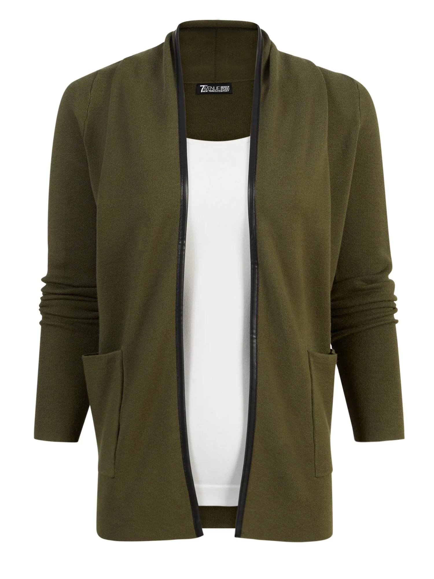 Faux Leather Trim Cardigan - Image 6