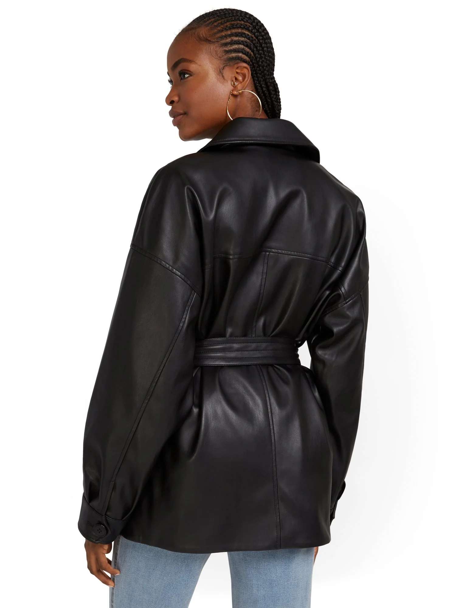 Faux-Leather Tunic Shacket - Image 3