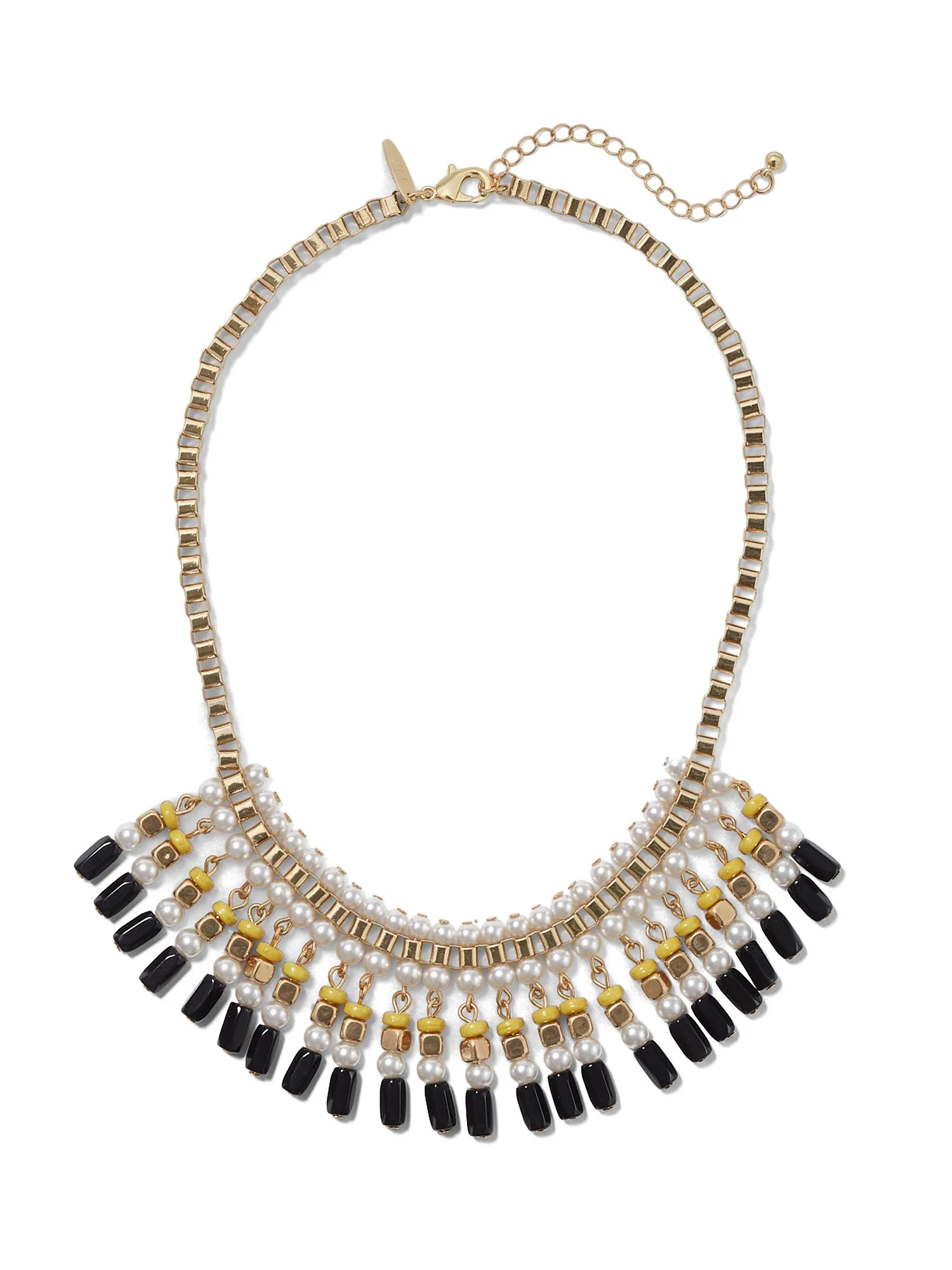Faux-Pearl Beaded Collar Necklace