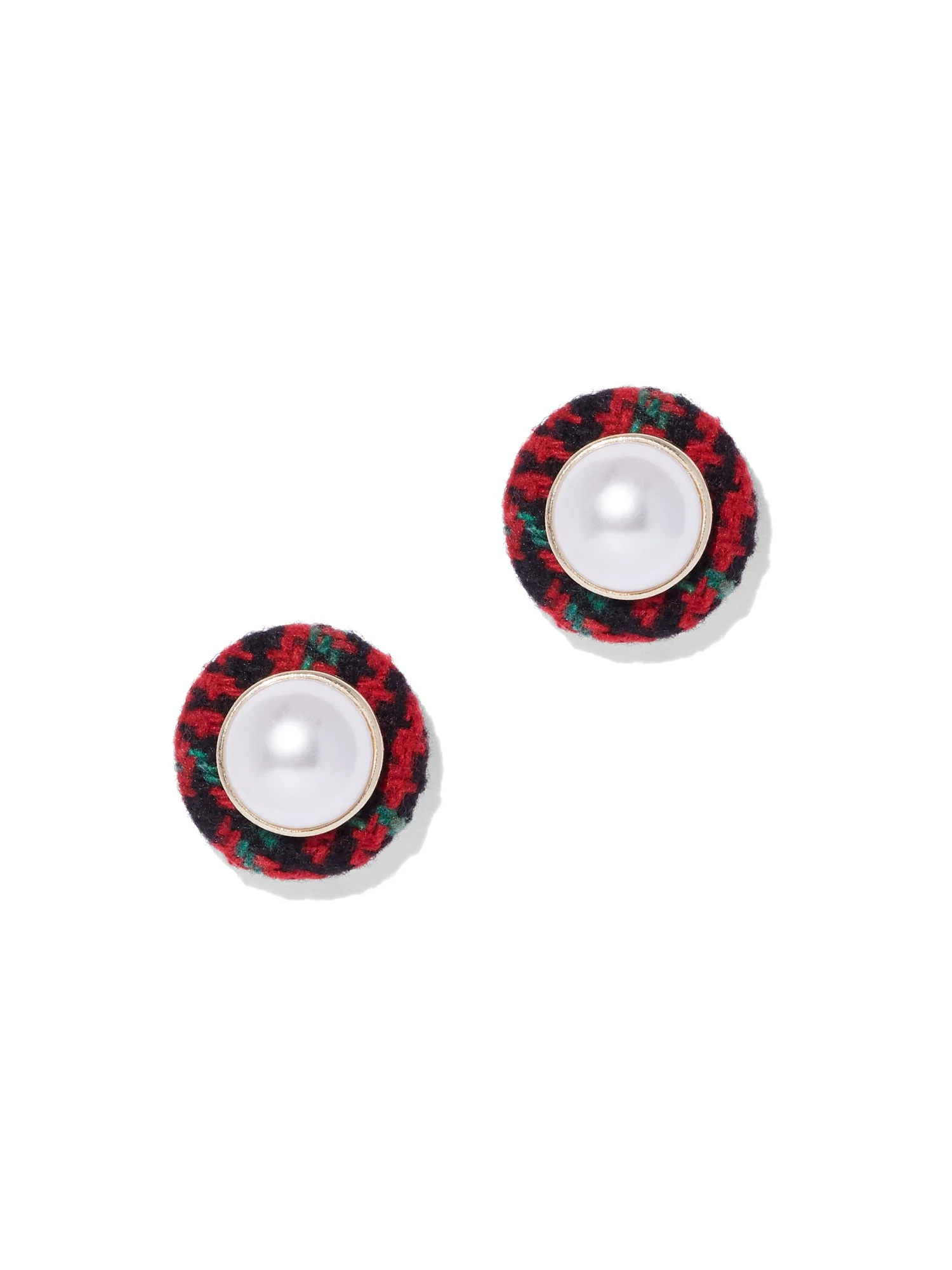 Faux-Pearl Plaid Post Earring - Image 3