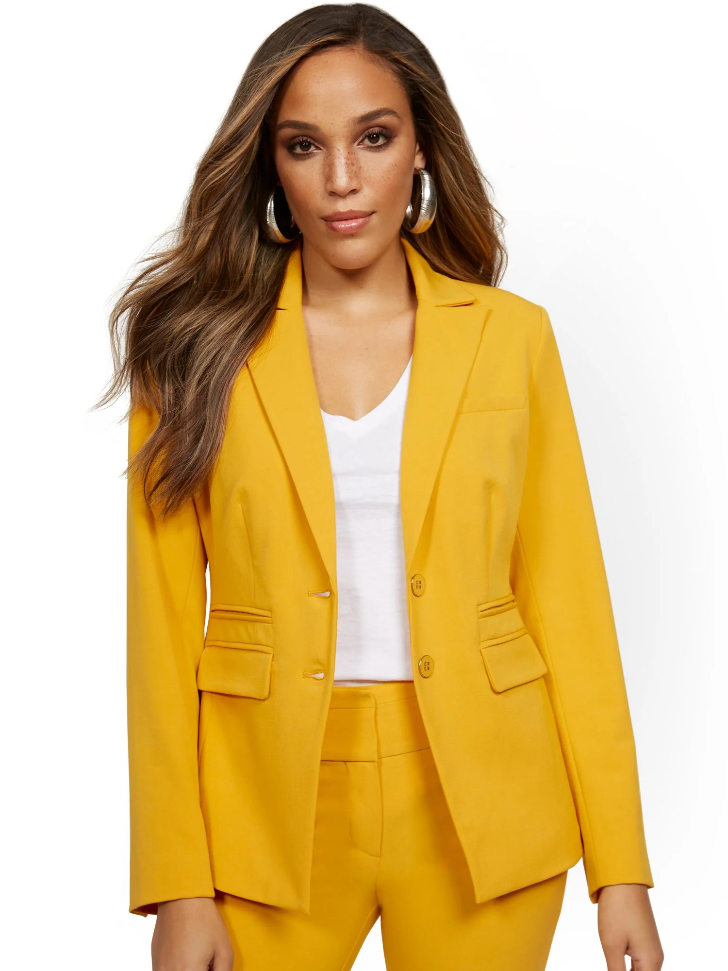Faux-Pocket Button-Front Blazer - Essential Stretch - Image 6