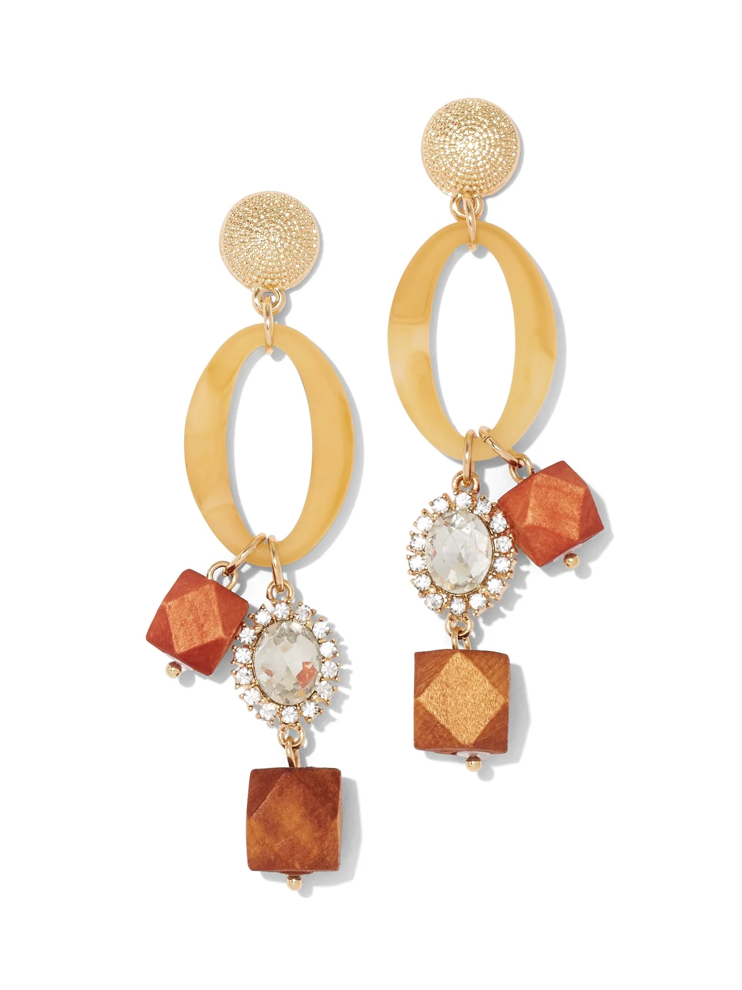 Faux-Stone Open-Oval Drop Earring - Image 3