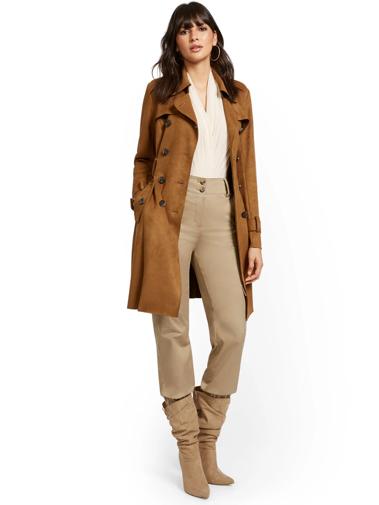 Faux-Suede Belted Trenchcoat - Image 13