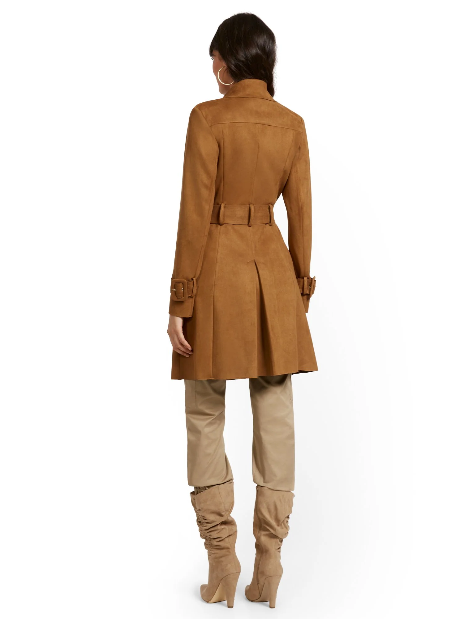 Faux-Suede Belted Trenchcoat - Image 15