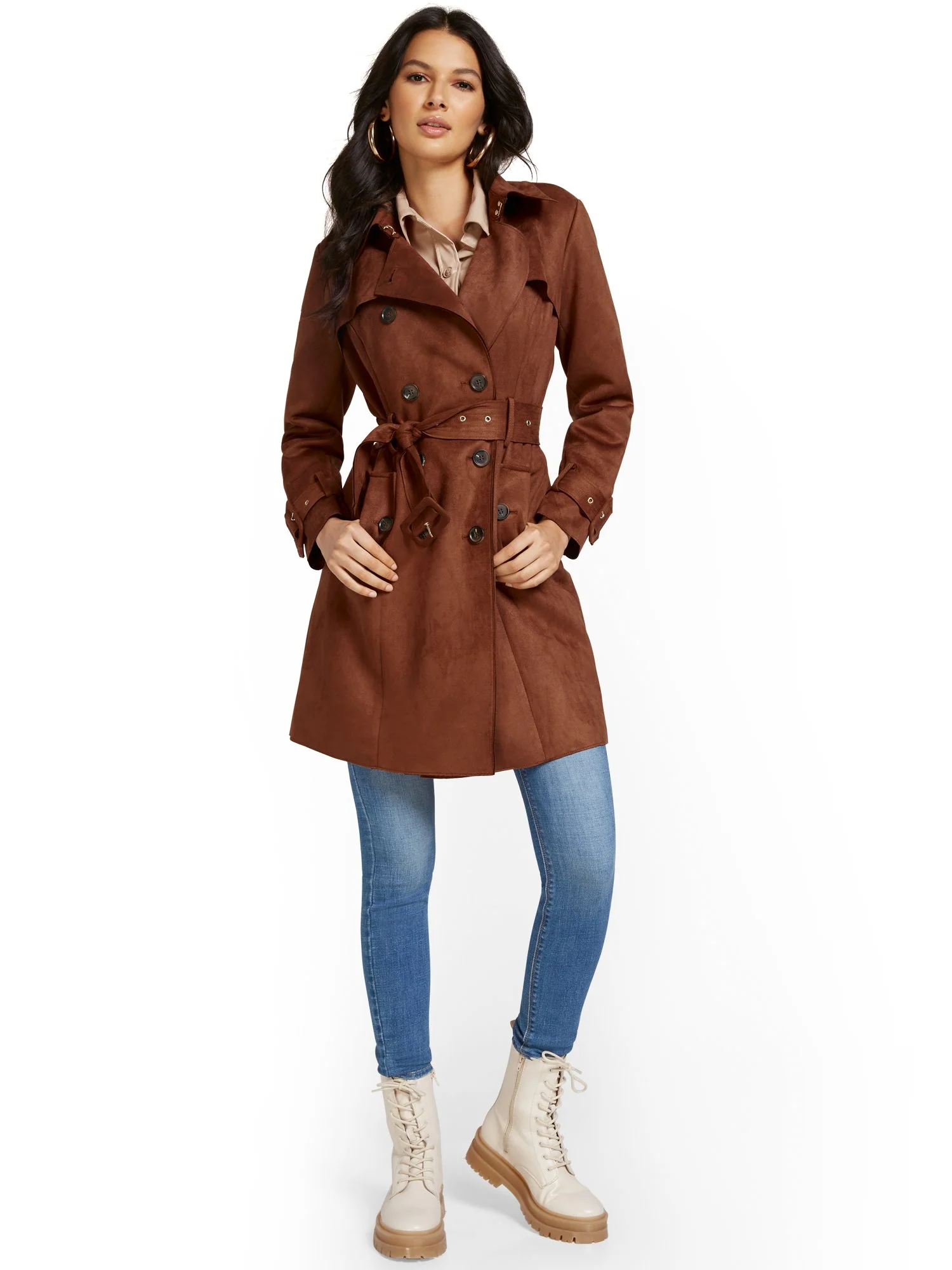 Faux-Suede Belted Trenchcoat - Image 5