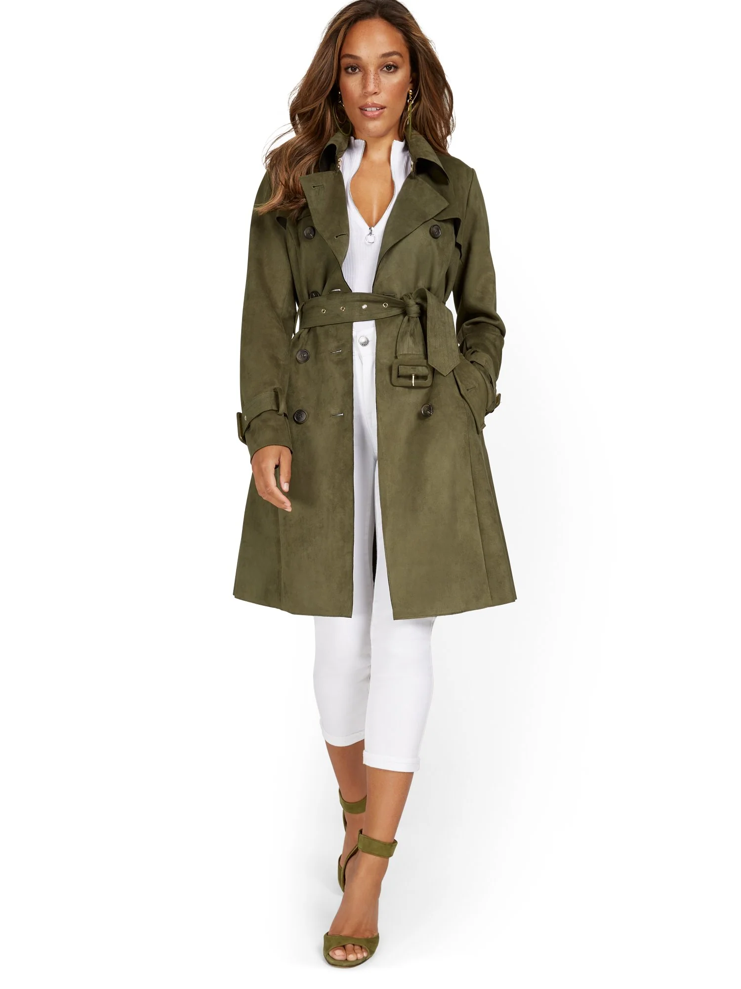 Faux-Suede Belted Trenchcoat - Image 8