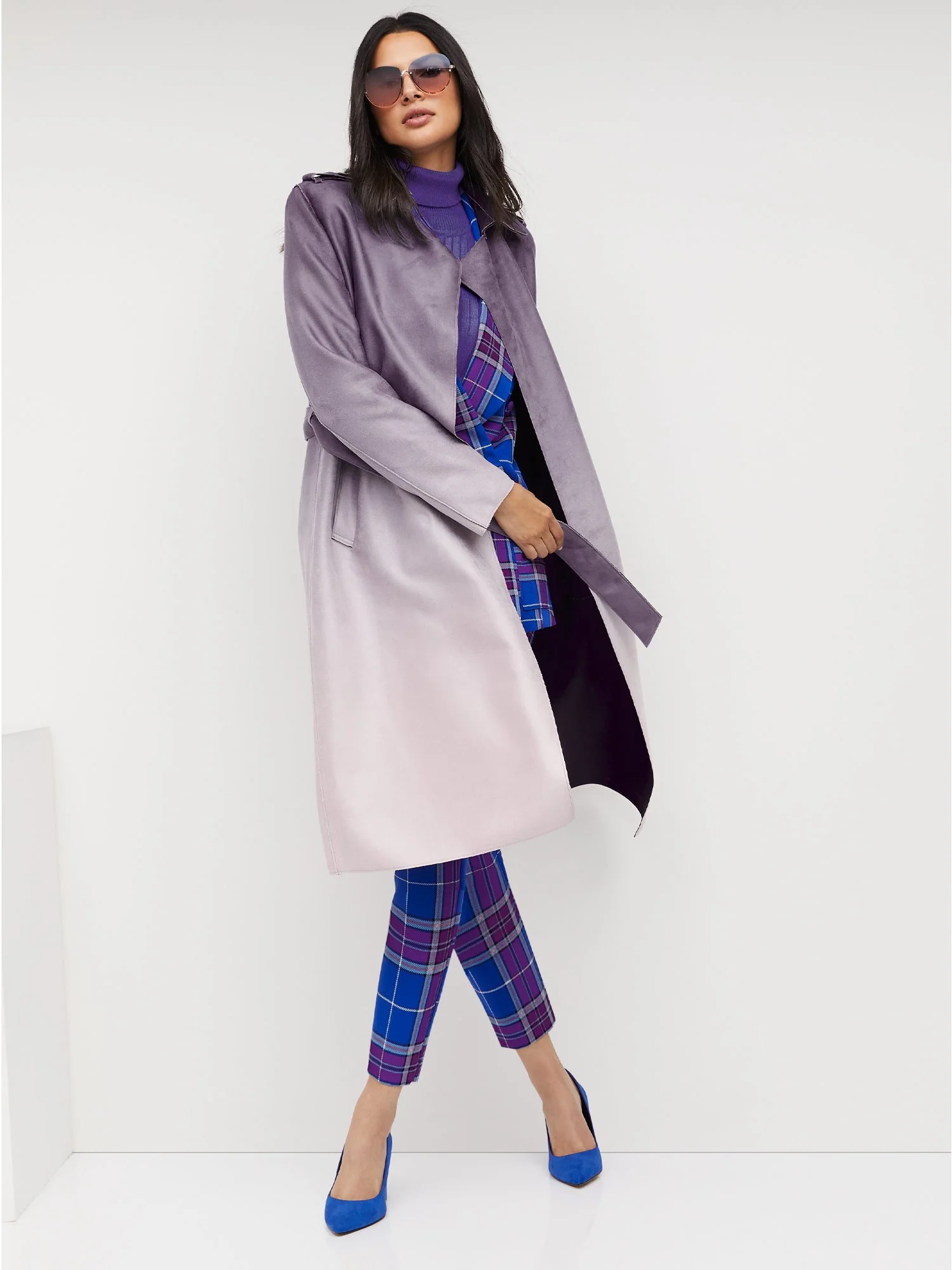 Faux-Suede Tie-Dye Trench Coat - Image 4