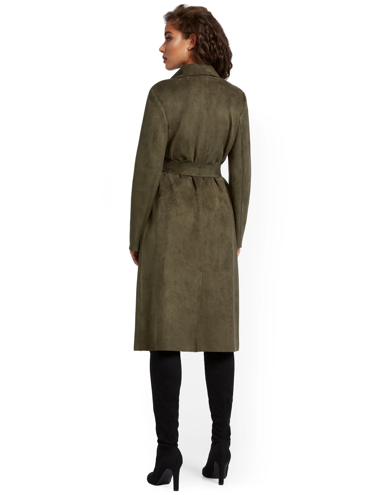Faux-Suede Wrap Trenchcoat - Image 3