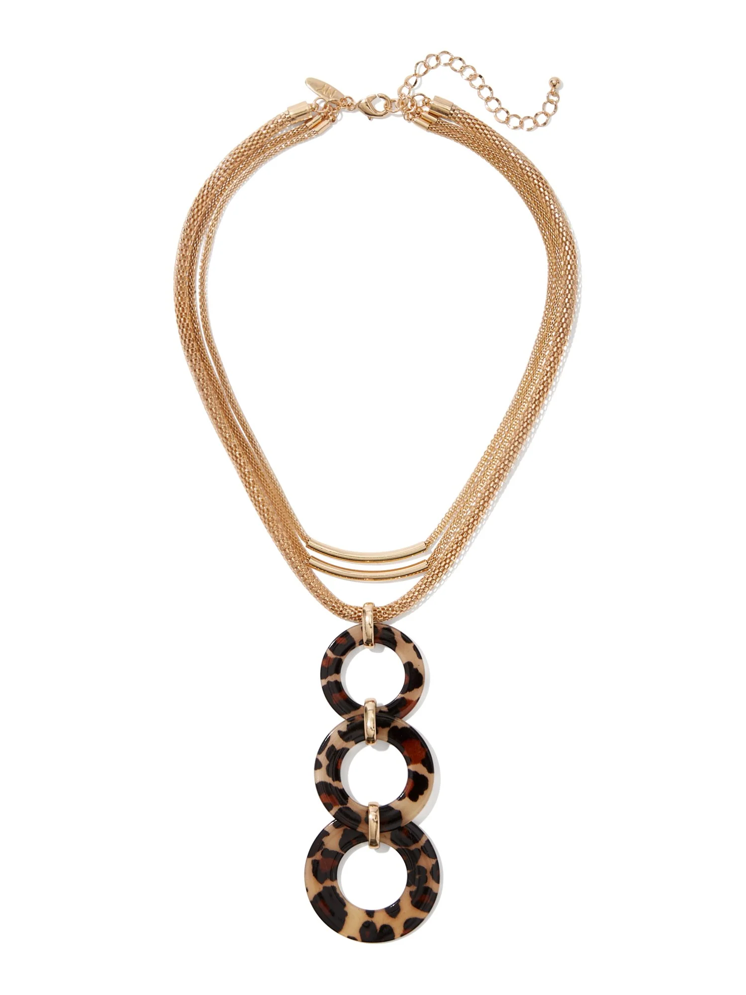Faux-Tortoise Circle Pendant Necklace