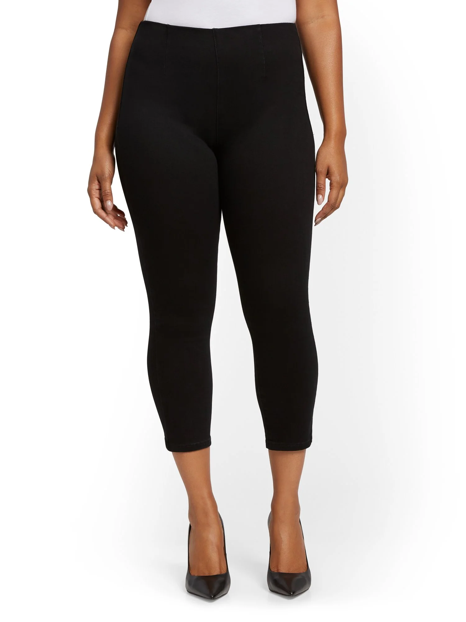 Feel Good High-Waisted No Gap Pull-On Super-Skinny Capri Jeans - Black - Image 6