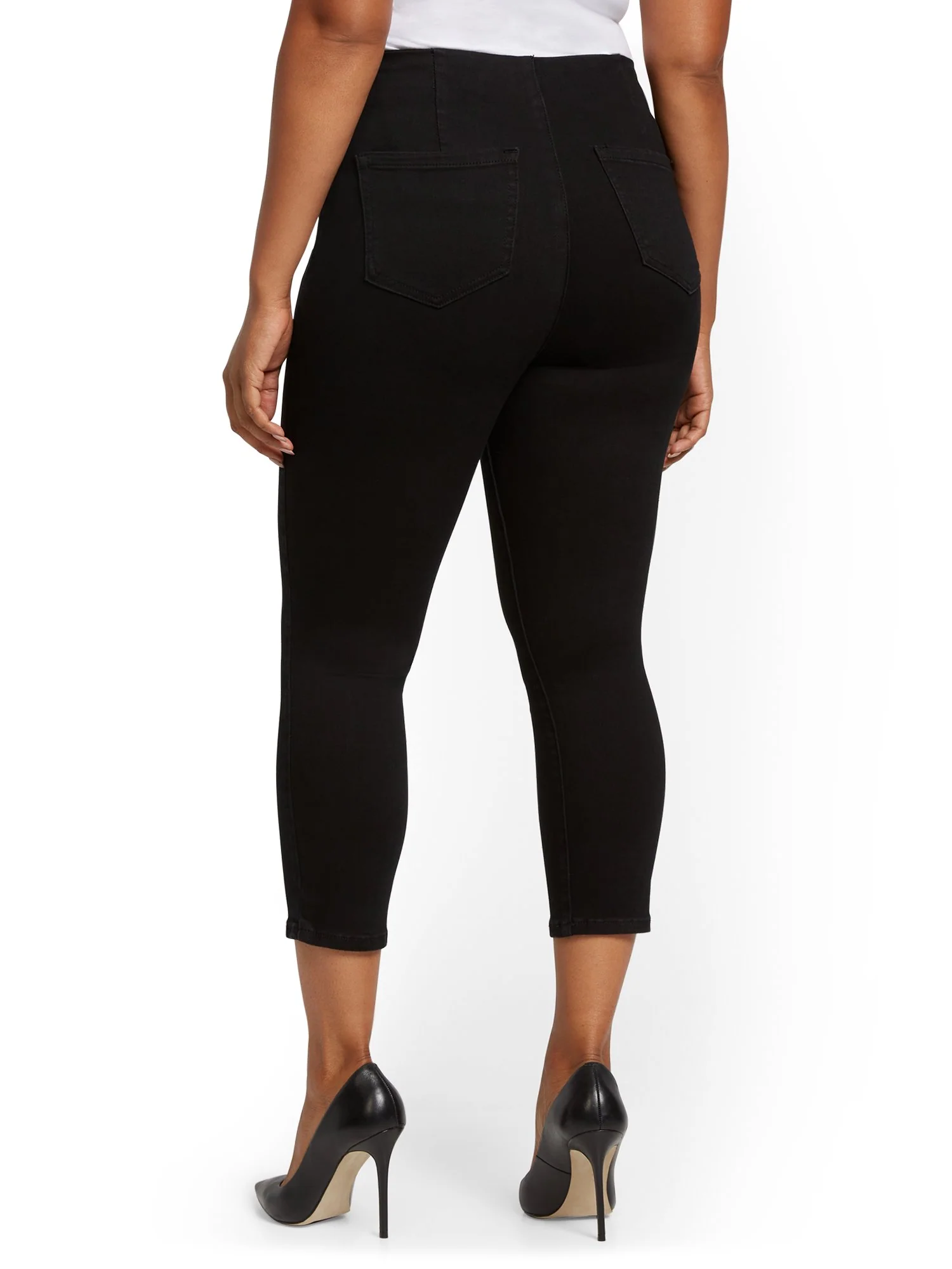 Feel Good High-Waisted No Gap Pull-On Super-Skinny Capri Jeans - Black - Image 9