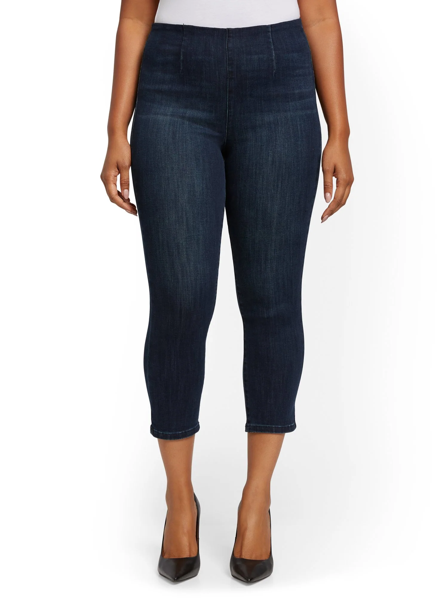 Feel Good High-Waisted No Gap Pull-On Super-Skinny Capri Jeans - Foxy Blue - Image 6