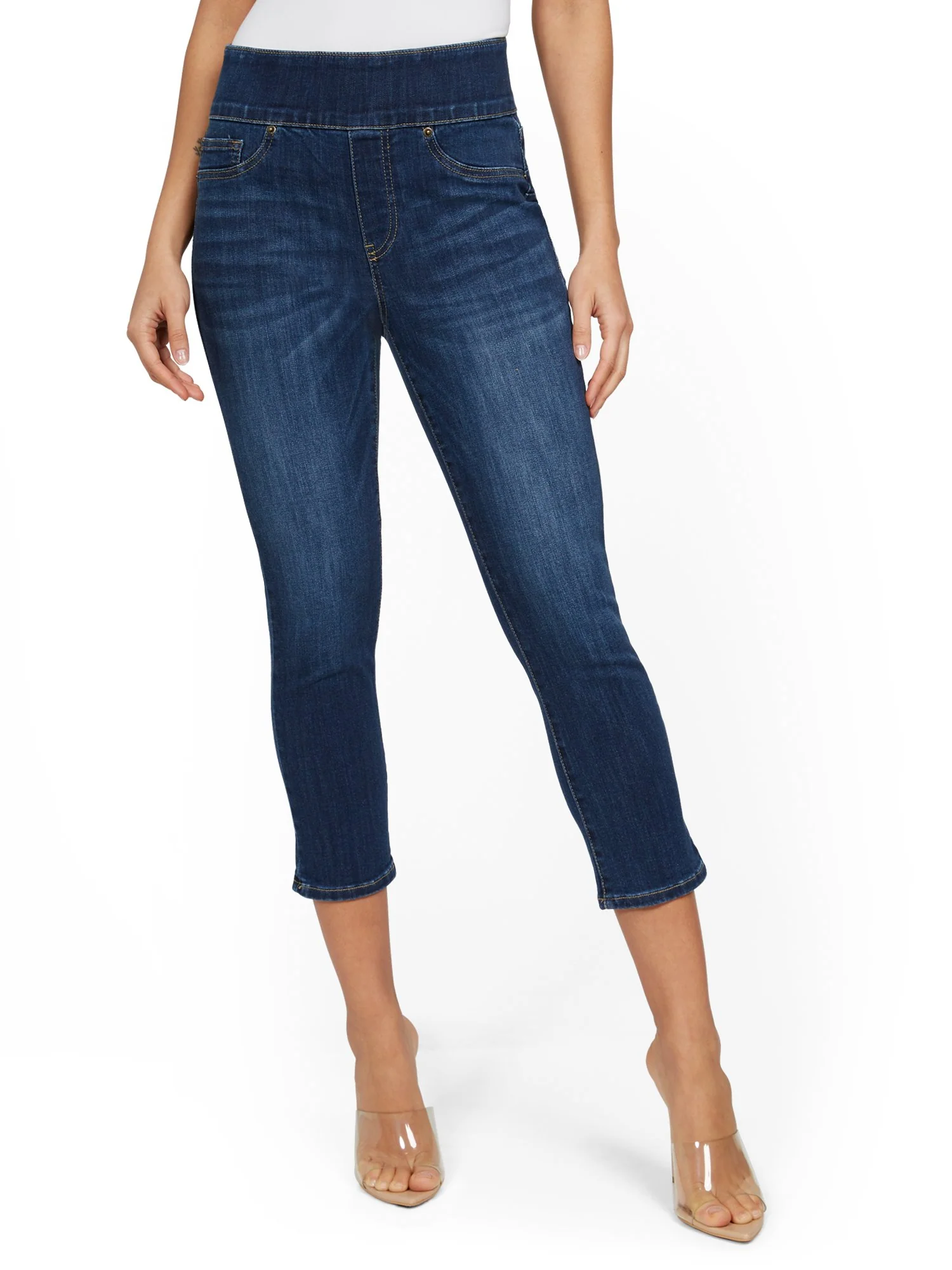 Feel Good High-Waisted No Gap Pull-On Super-Skinny Capri Jeans - Norfolk Blue - Image 6