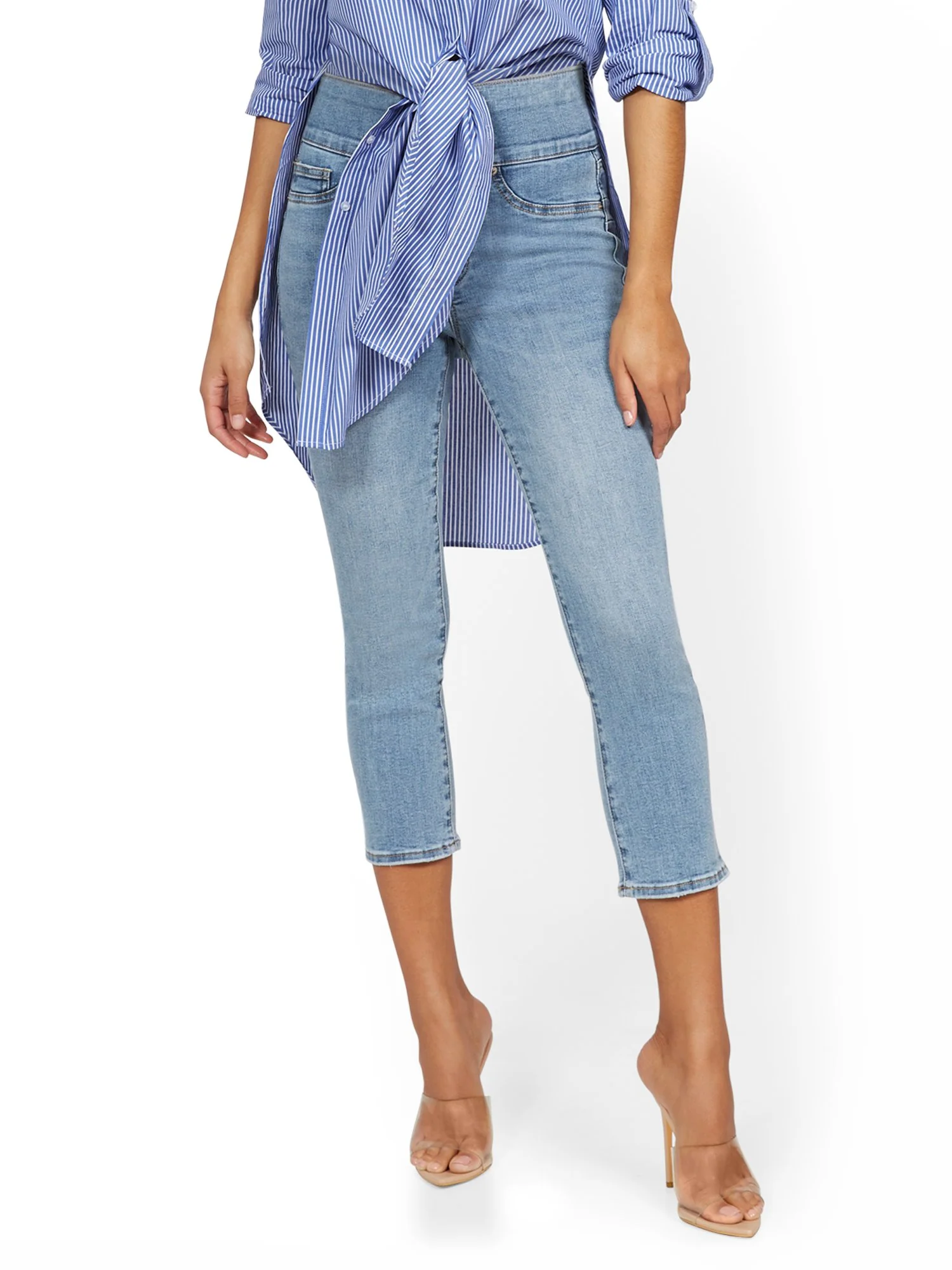 Feel Good High-Waisted No Gap Pull-On Super-Skinny Capri Jeans - Rivington Blue - Image 2