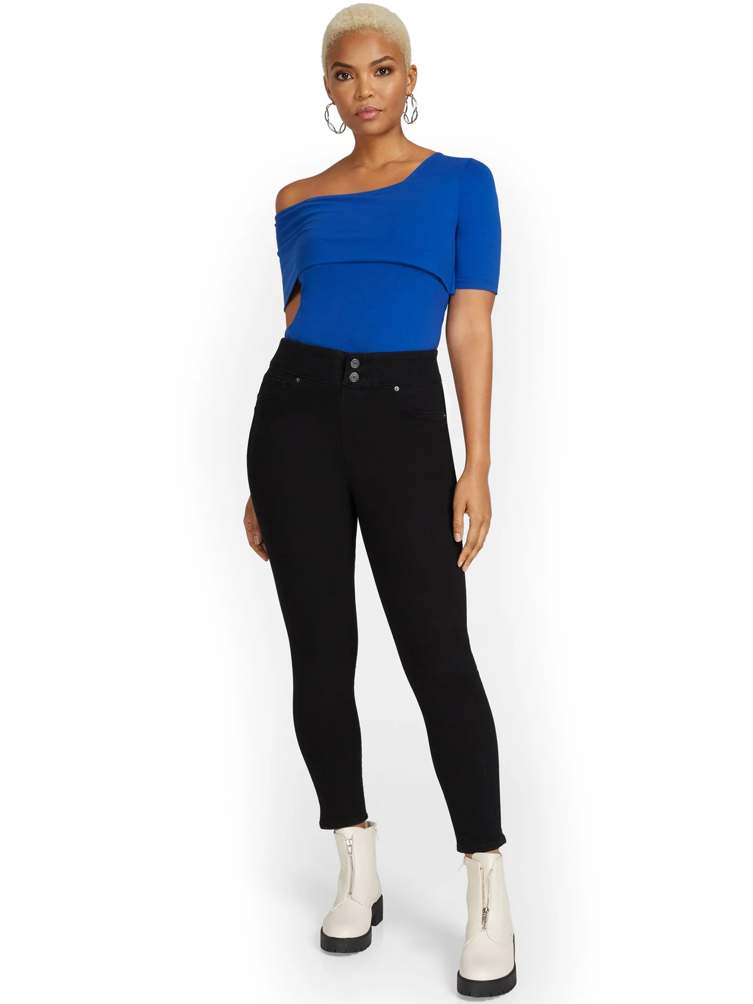 Feel Good High-Waisted No-Gap Pull-On Super-Skinny Jeans - Black - Image 6