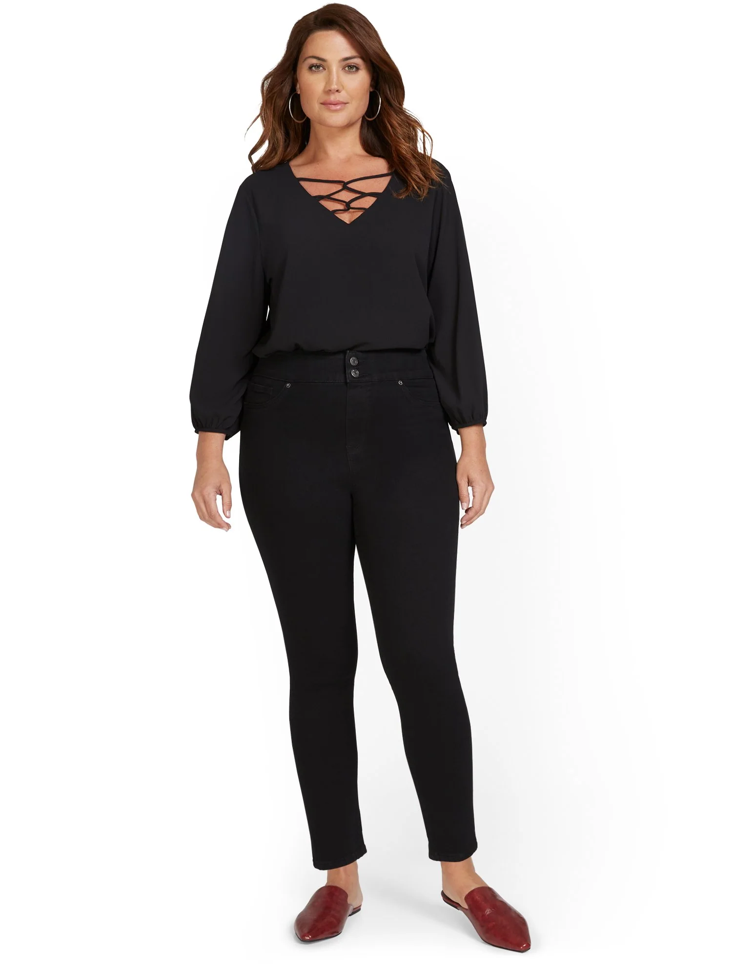 Feel Good High-Waisted No-Gap Pull-On Super-Skinny Jeans - Black - Image 7