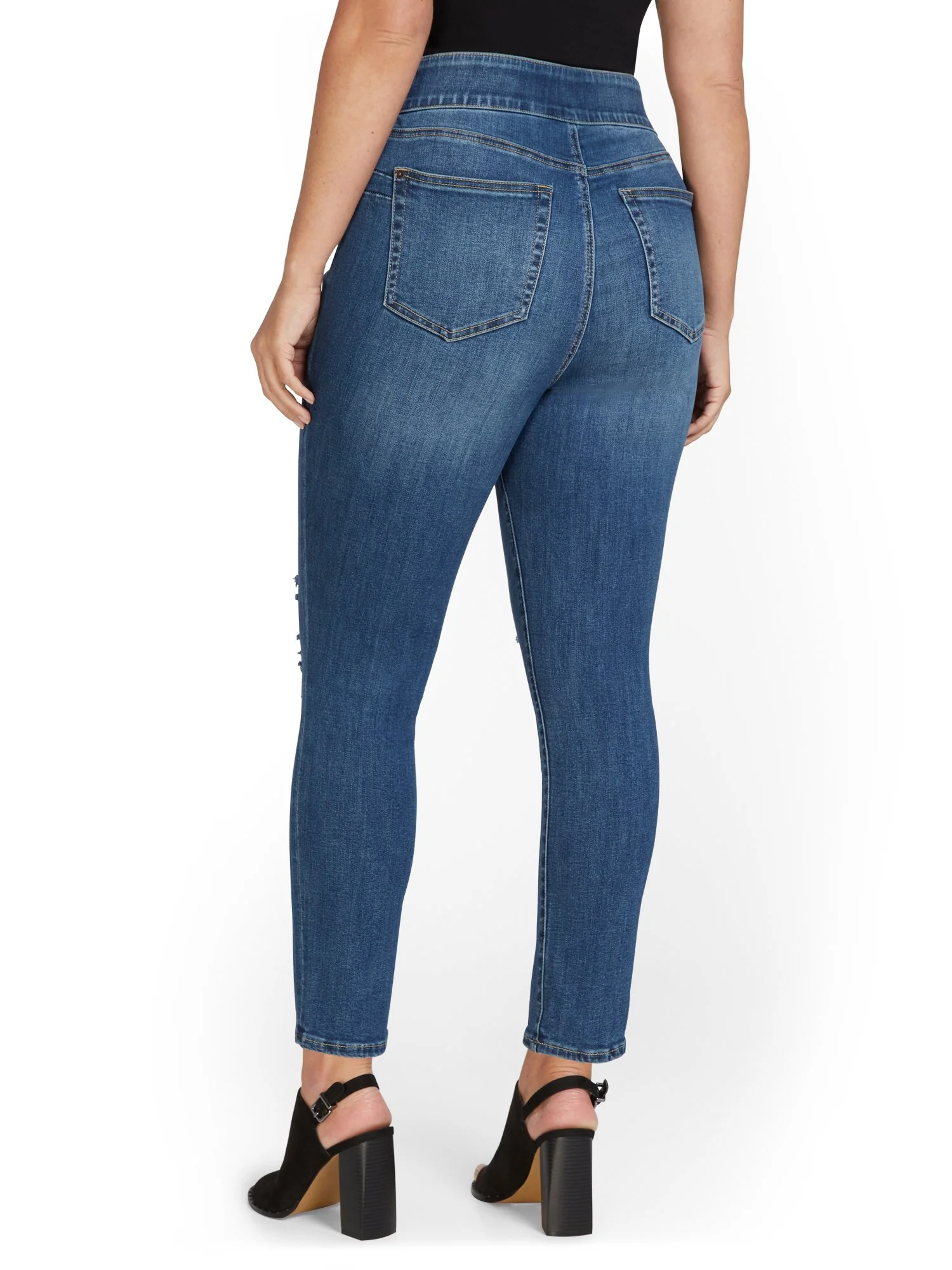 Feel Good High-Waisted No-Gap Pull-On Super-Skinny Jeans - Medium Blue Wash - Image 3