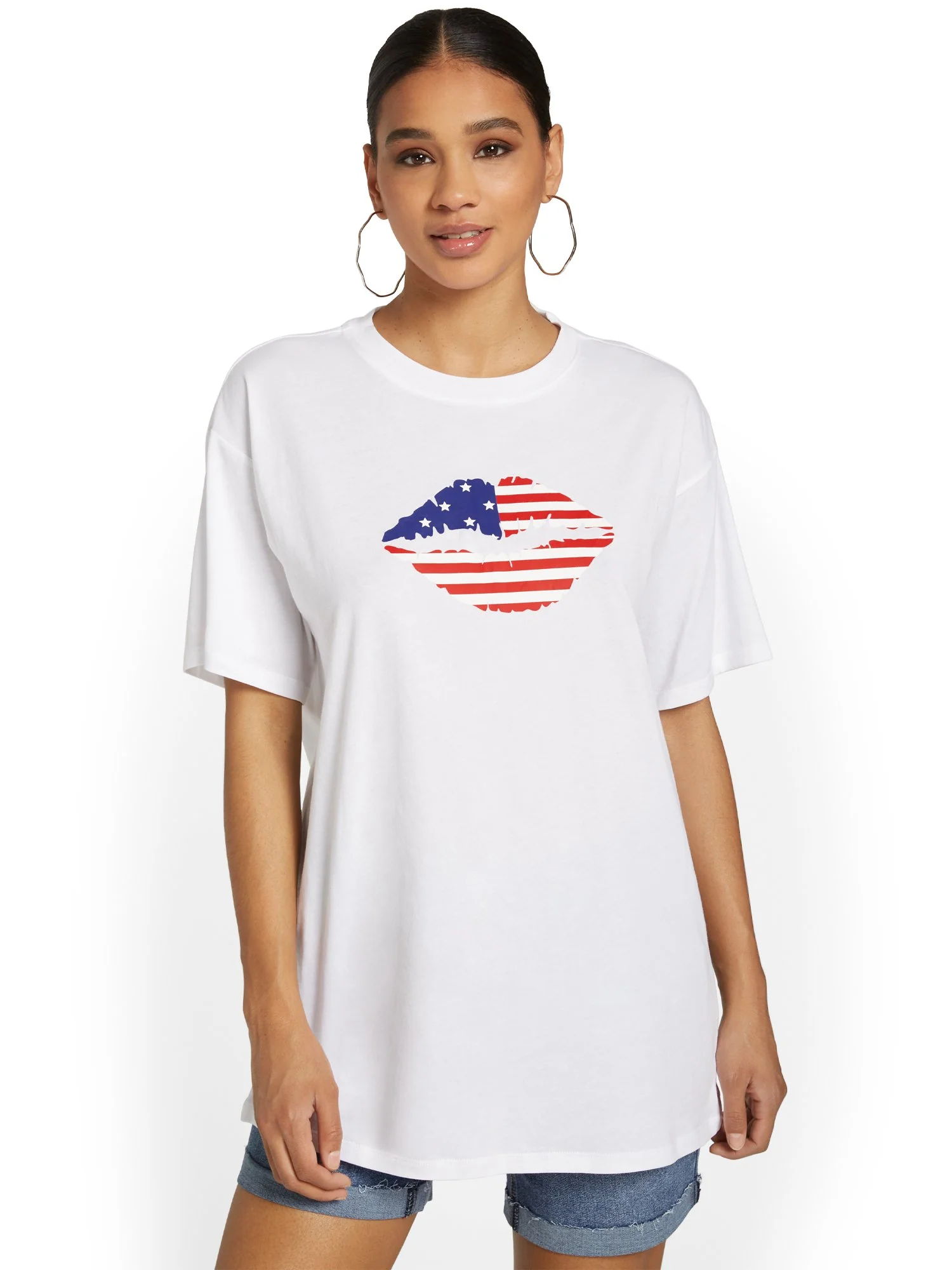 Flag Lips Oversized Graphic Tee - Image 2