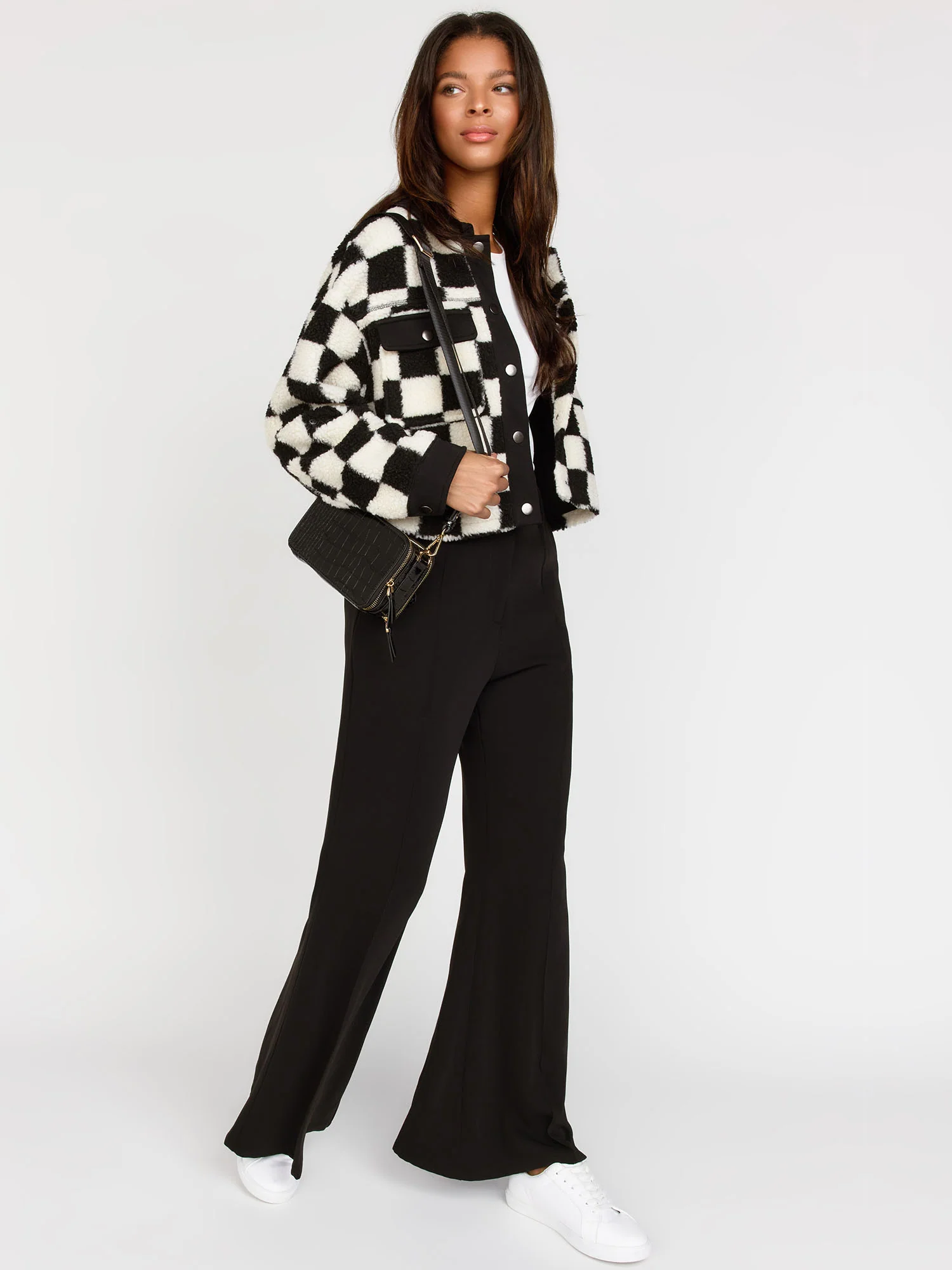 Papercrane Fleece Checkerboard Bomber Jacket - Brands We Love - Image 3