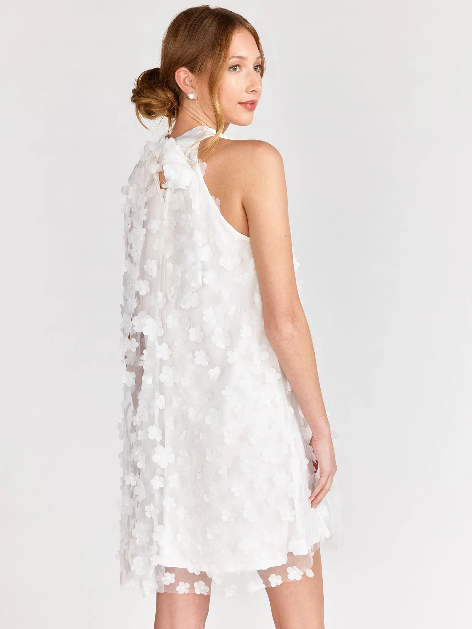 Floral Appliqué Cocktail Mini Dress - Lena - Image 5