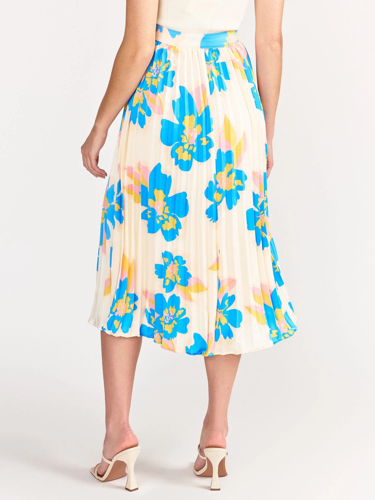 Floral Banded Waist Pleated Midi Skirt - Lena - Image 3