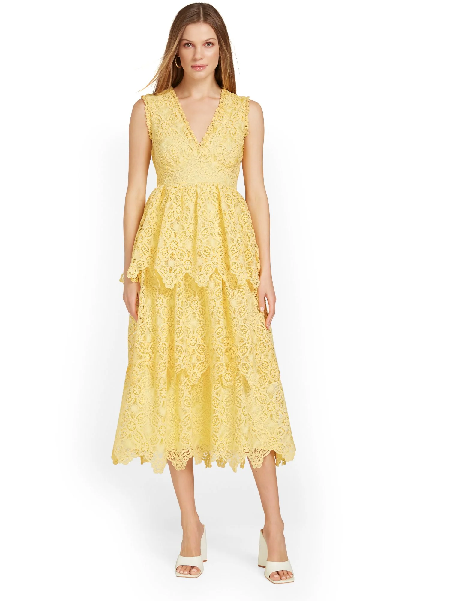 Floral-Crochet Tiered Midi Dress - Just Me - Image 8