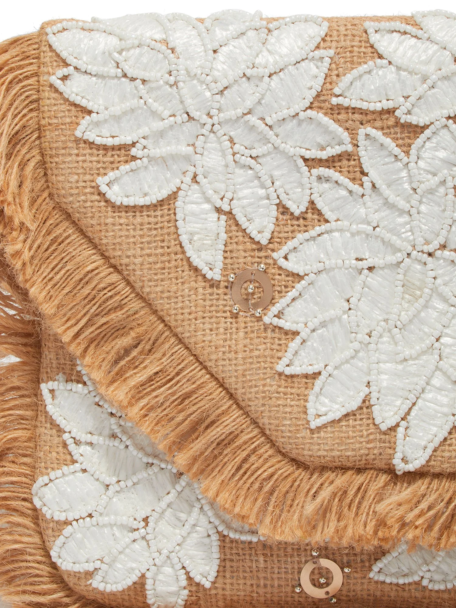 Floral-Embroidered Frayed Clutch Bag - Image 4