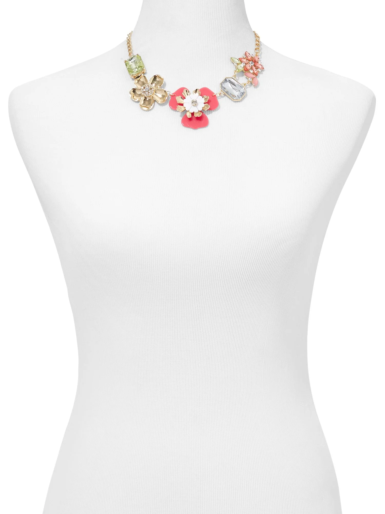 Floral & Faux-Stone Statement Necklace - Image 2
