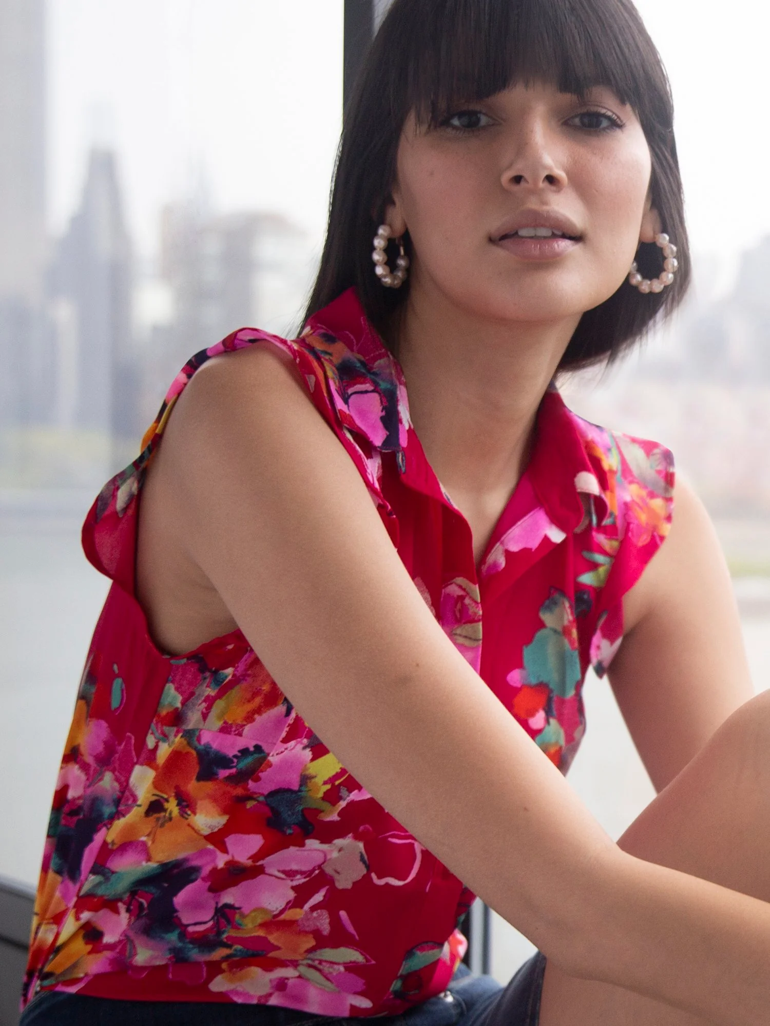 Floral Flounced-Hem Blouse - Image 4
