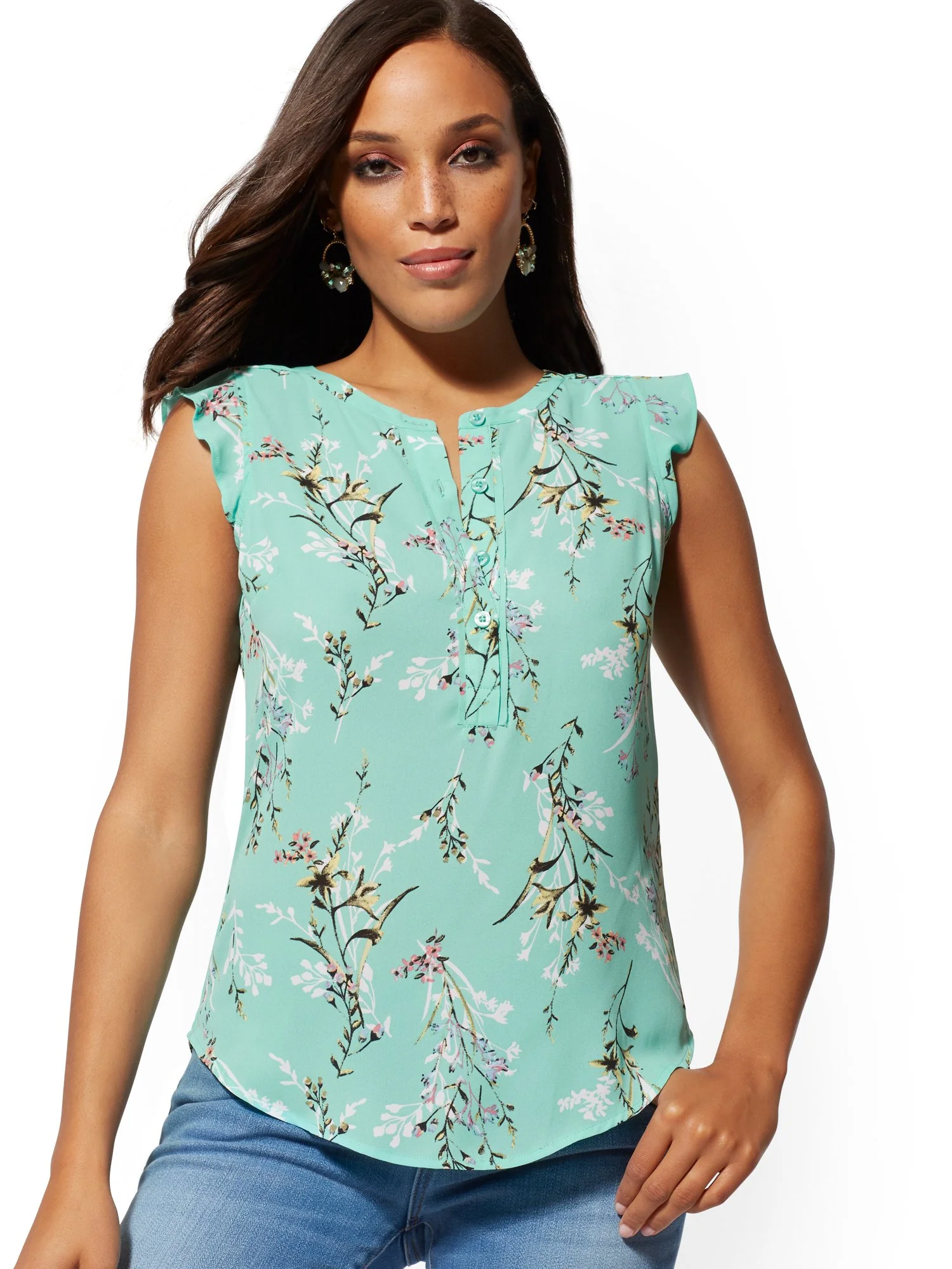Floral Flutter-Sleeve Blouse - Image 5