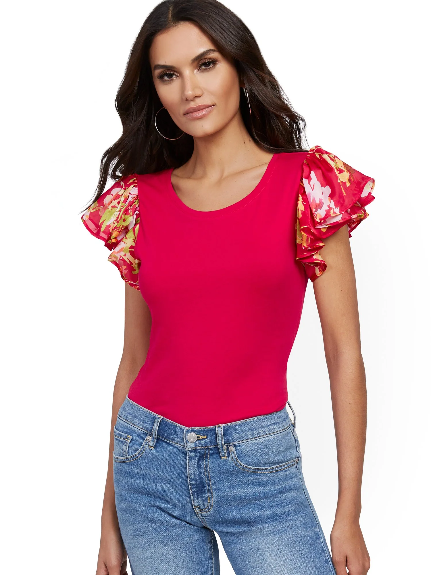 Floral Flutter-Sleeve Top - Image 6