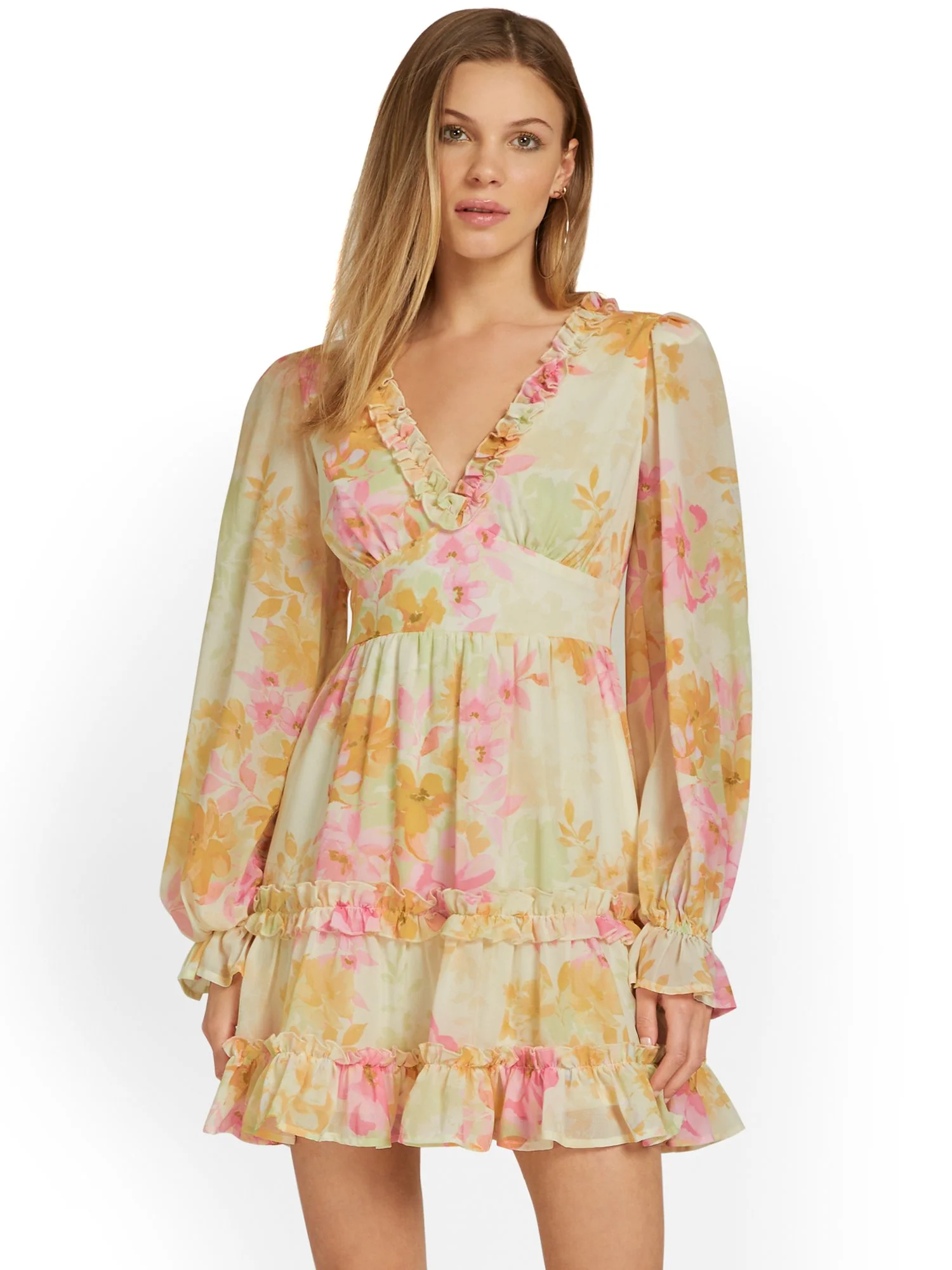 Flying Tomato Floral Pastel Ruffle-Trim Mini Dress - Brands We Love - Image 2