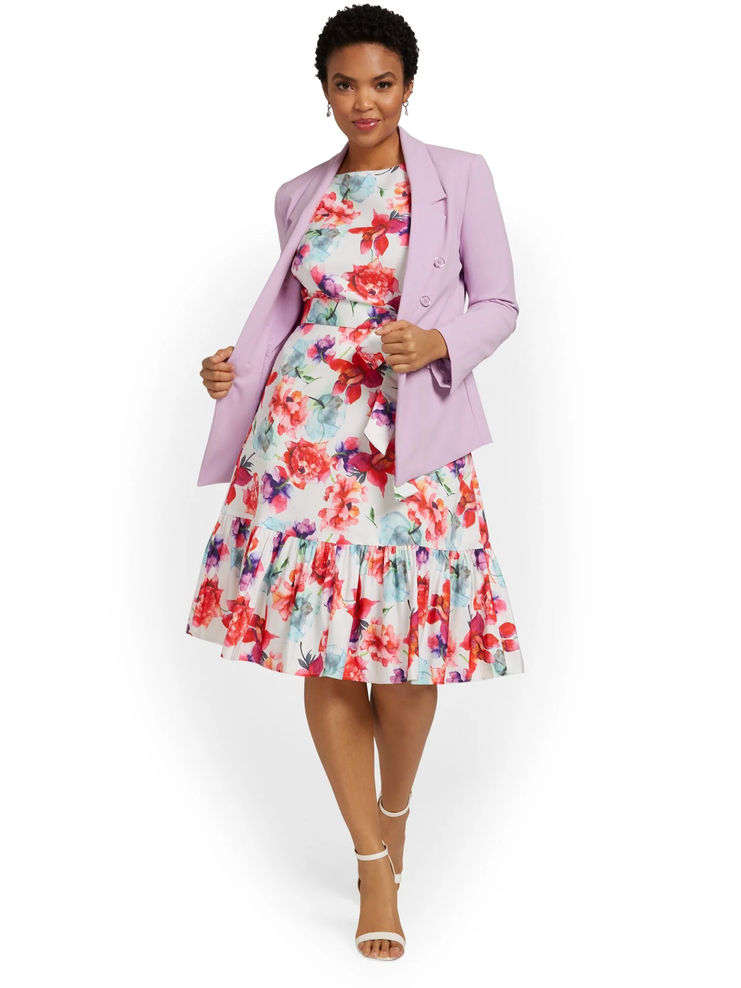 Floral-Print Belted Flare Dress - Image 4