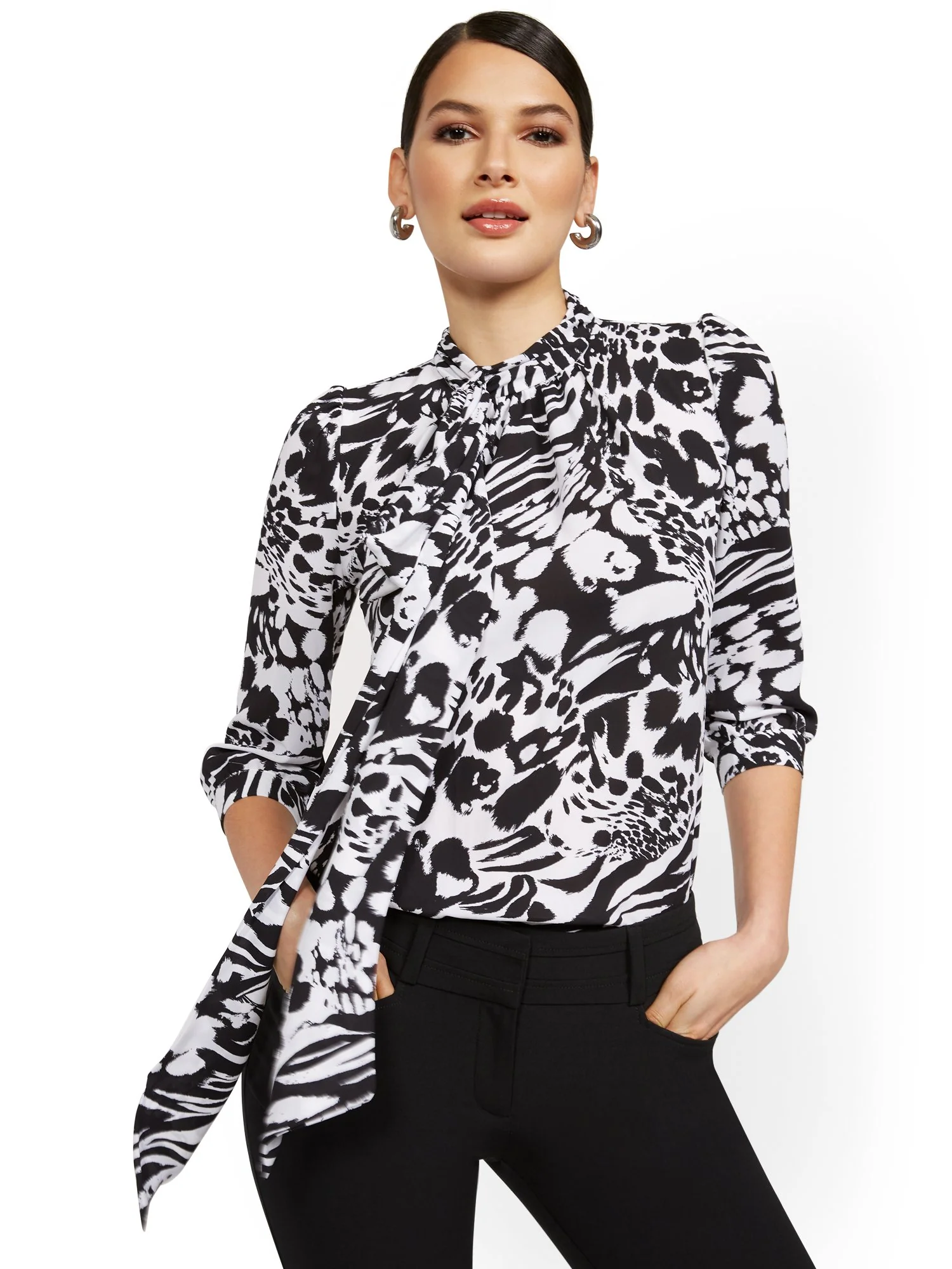Floral-Print Bow Blouse - 7th Avenue
