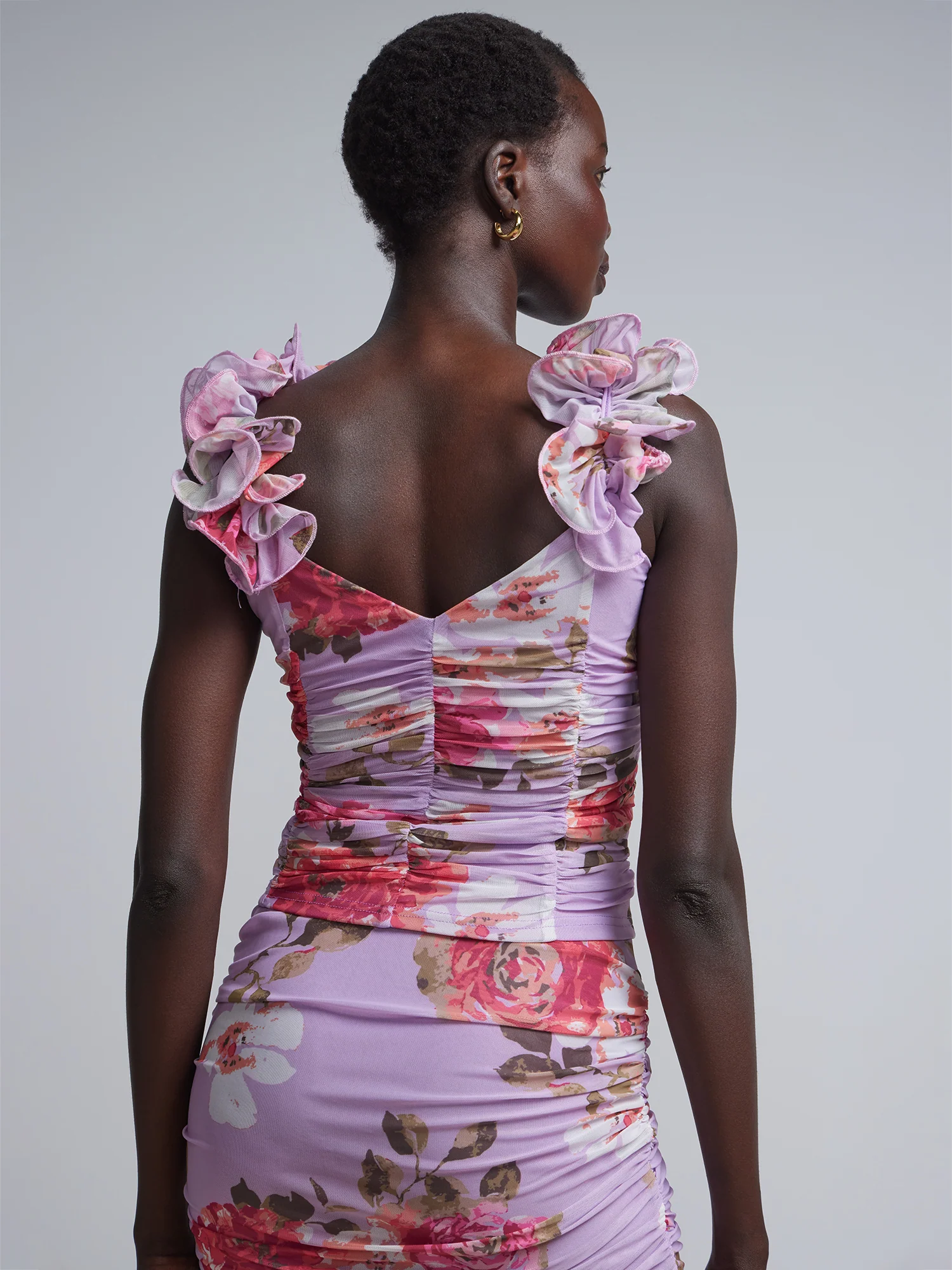 Floral-Print Organza Ruffle-Strap Top - Image 3