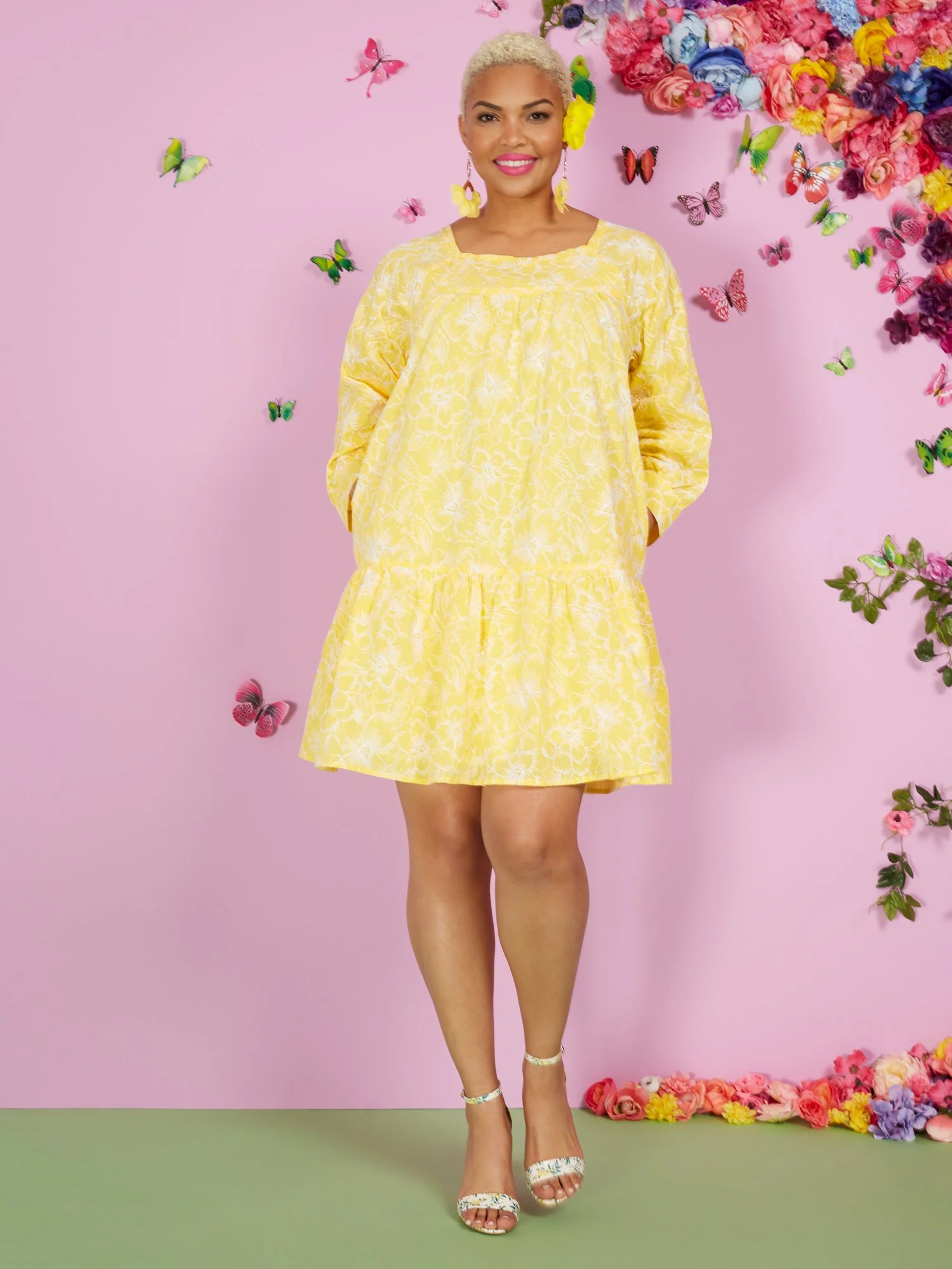 Floral-Print Outline Tiered Babydoll Dress - Image 4