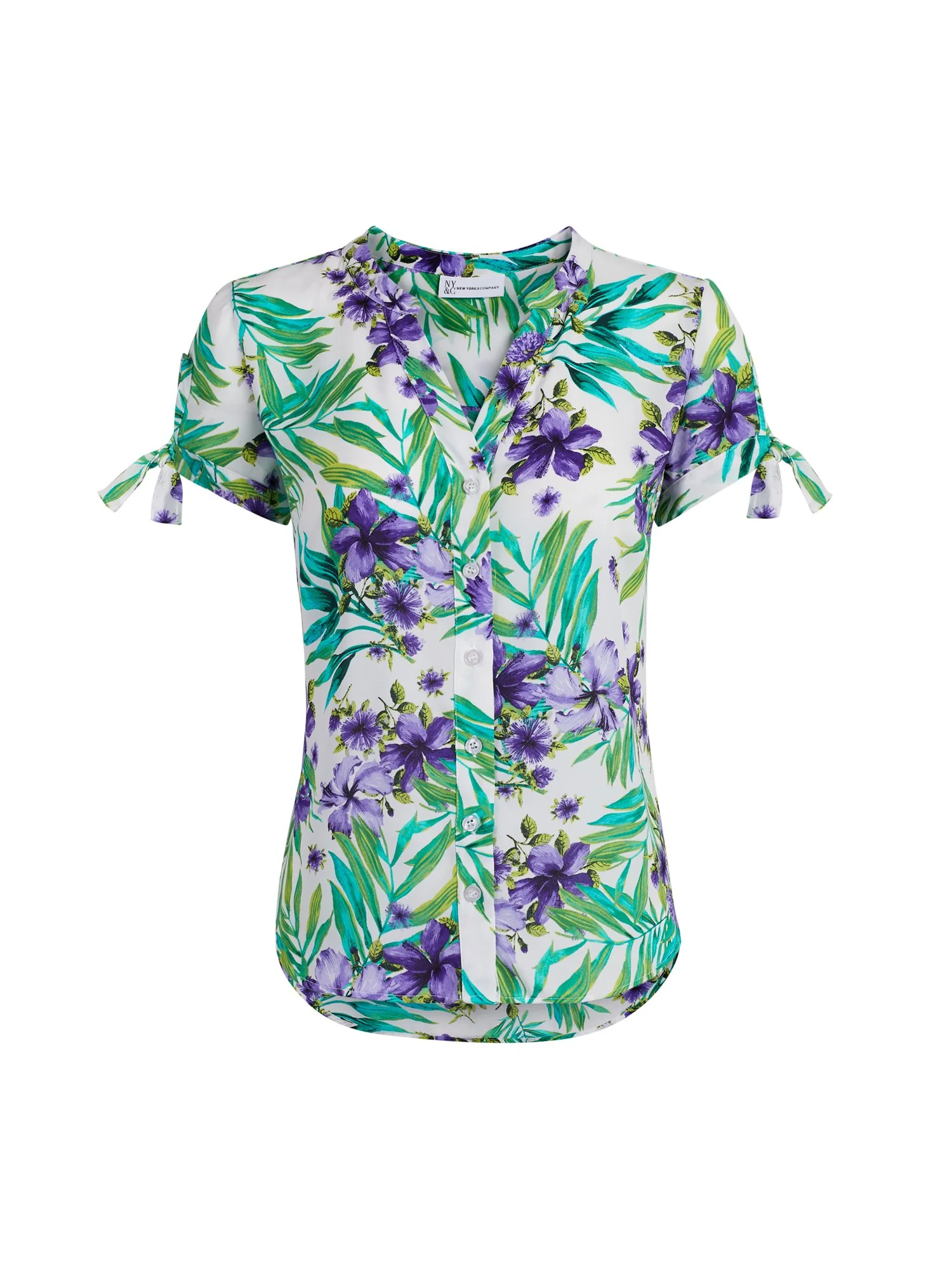 Floral Print Tie-Sleeve Shirt - Image 2