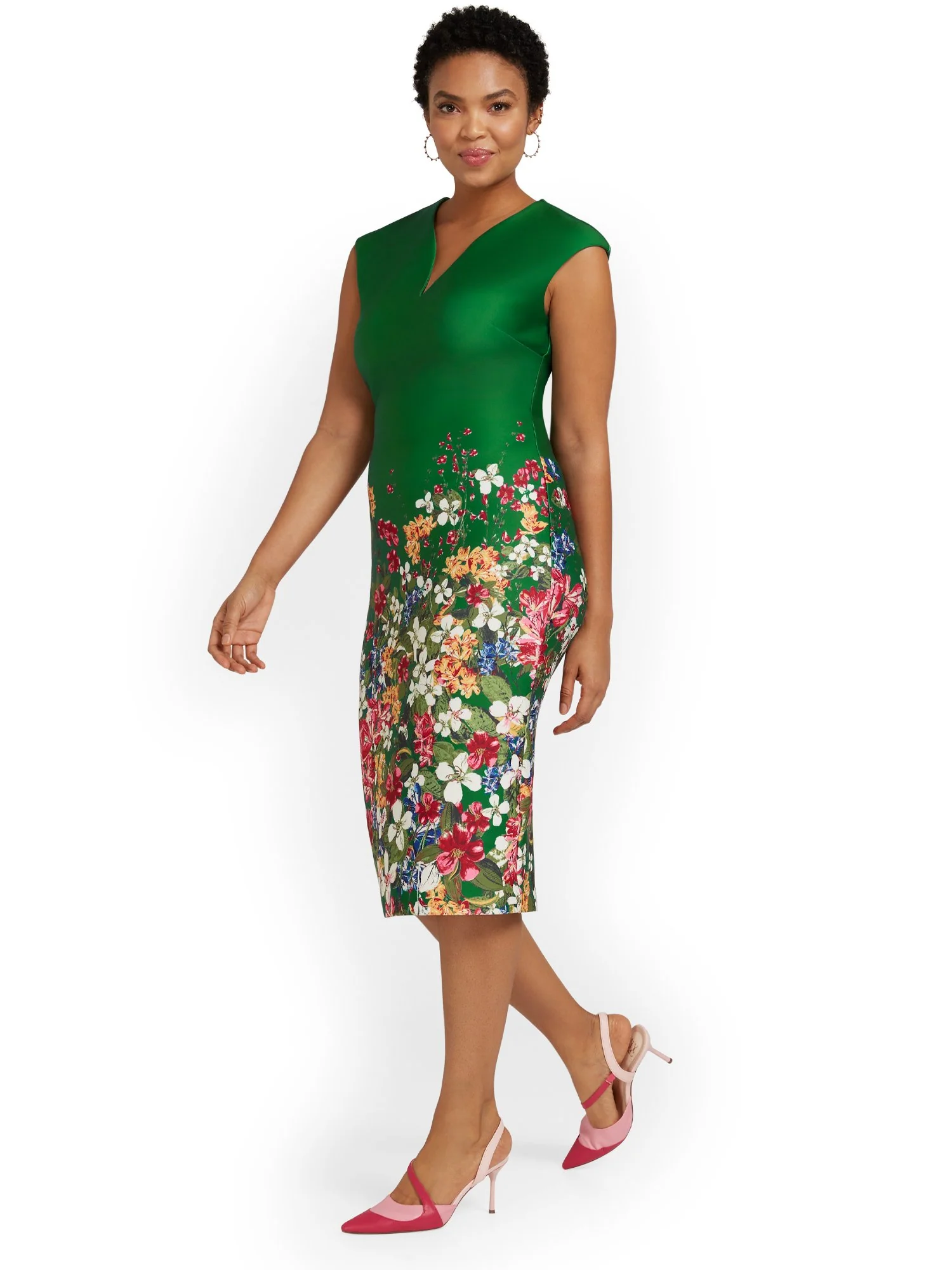 Floral-Print V-Neck Sheath Dress - Image 5