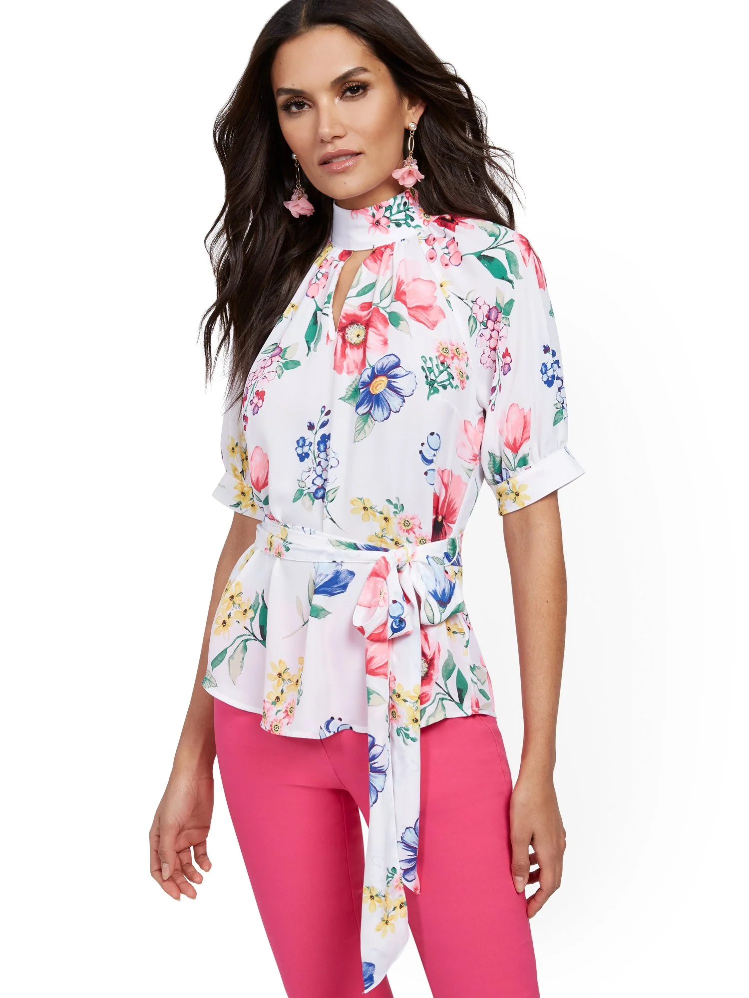 Floral Puff-Sleeve Blouse - 7th Avenue - Image 2