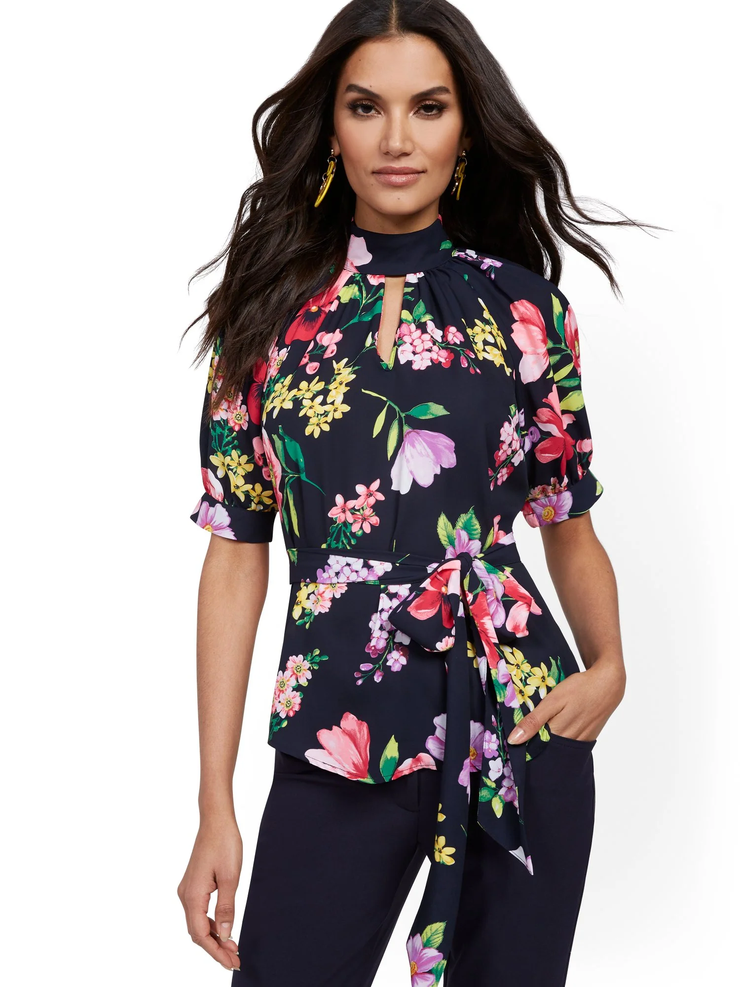 Floral Puff-Sleeve Blouse - 7th Avenue - Image 5