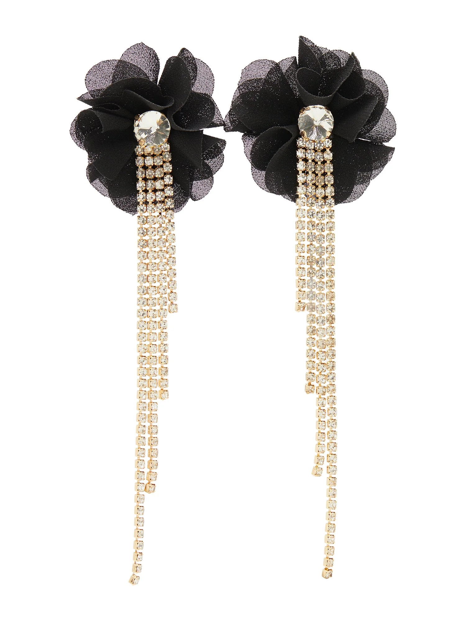 Floral Rhinestone Drop Earrings - Image 3