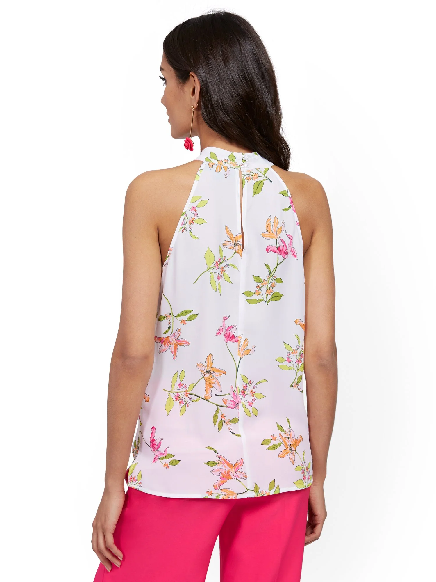 Floral Tie-Neck Halter Blouse - Image 3