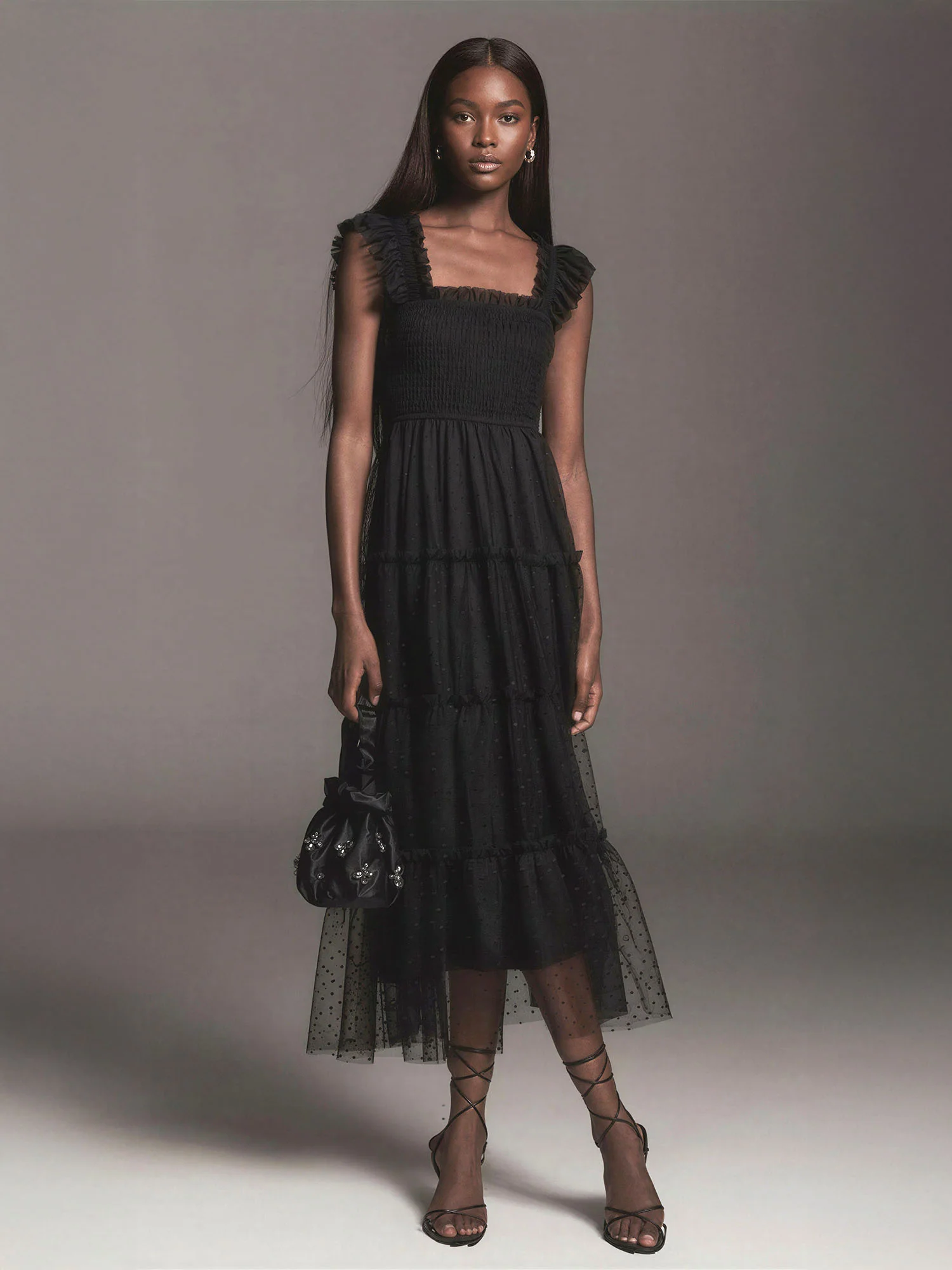 Dot Tulle Fit And Flare Nap Midi Dress - Image 3