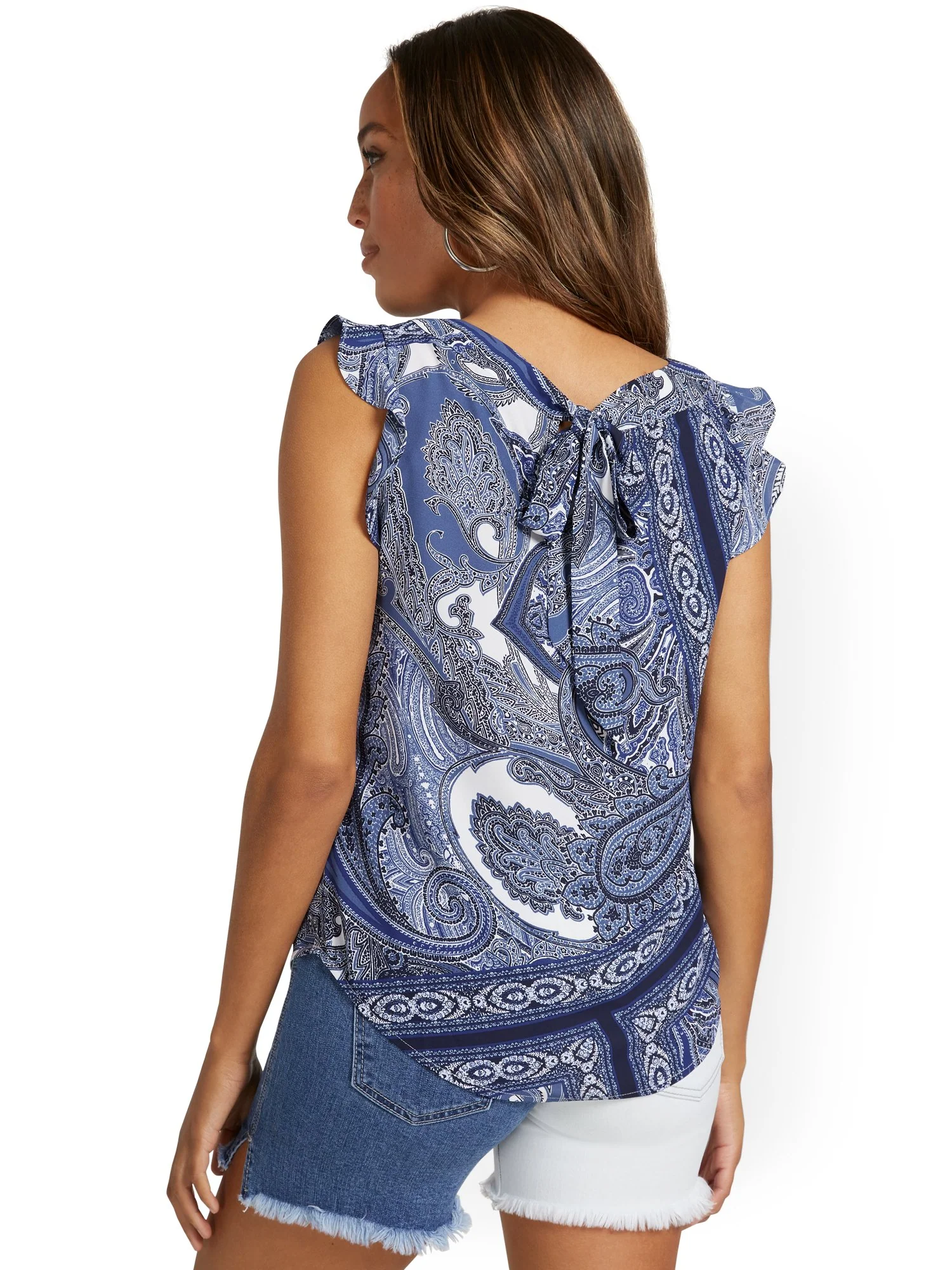 Flutter-Detail Sleeveless Blouse - Image 3