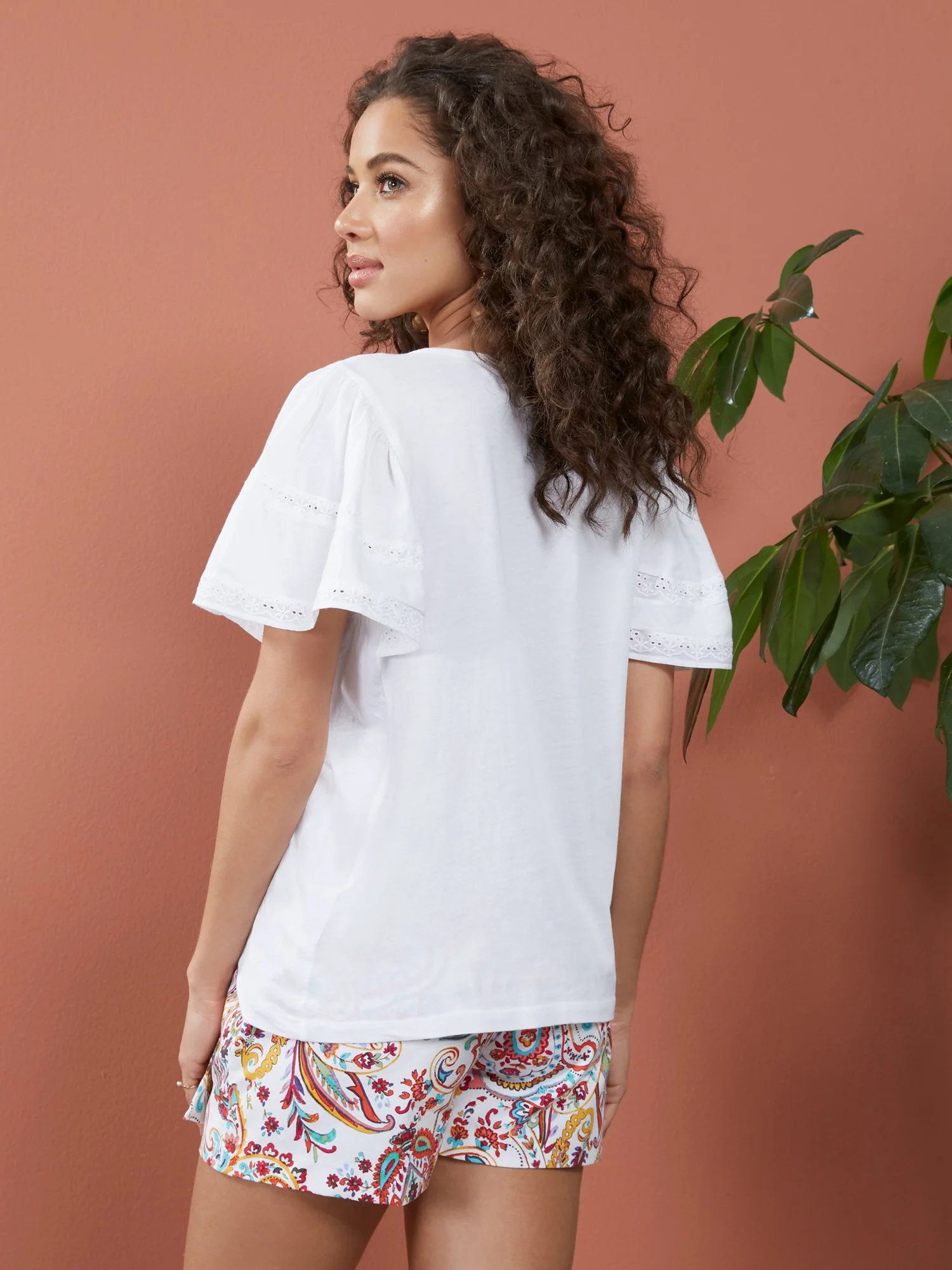 Flutter-Sleeve Eyelet Tee - Image 3