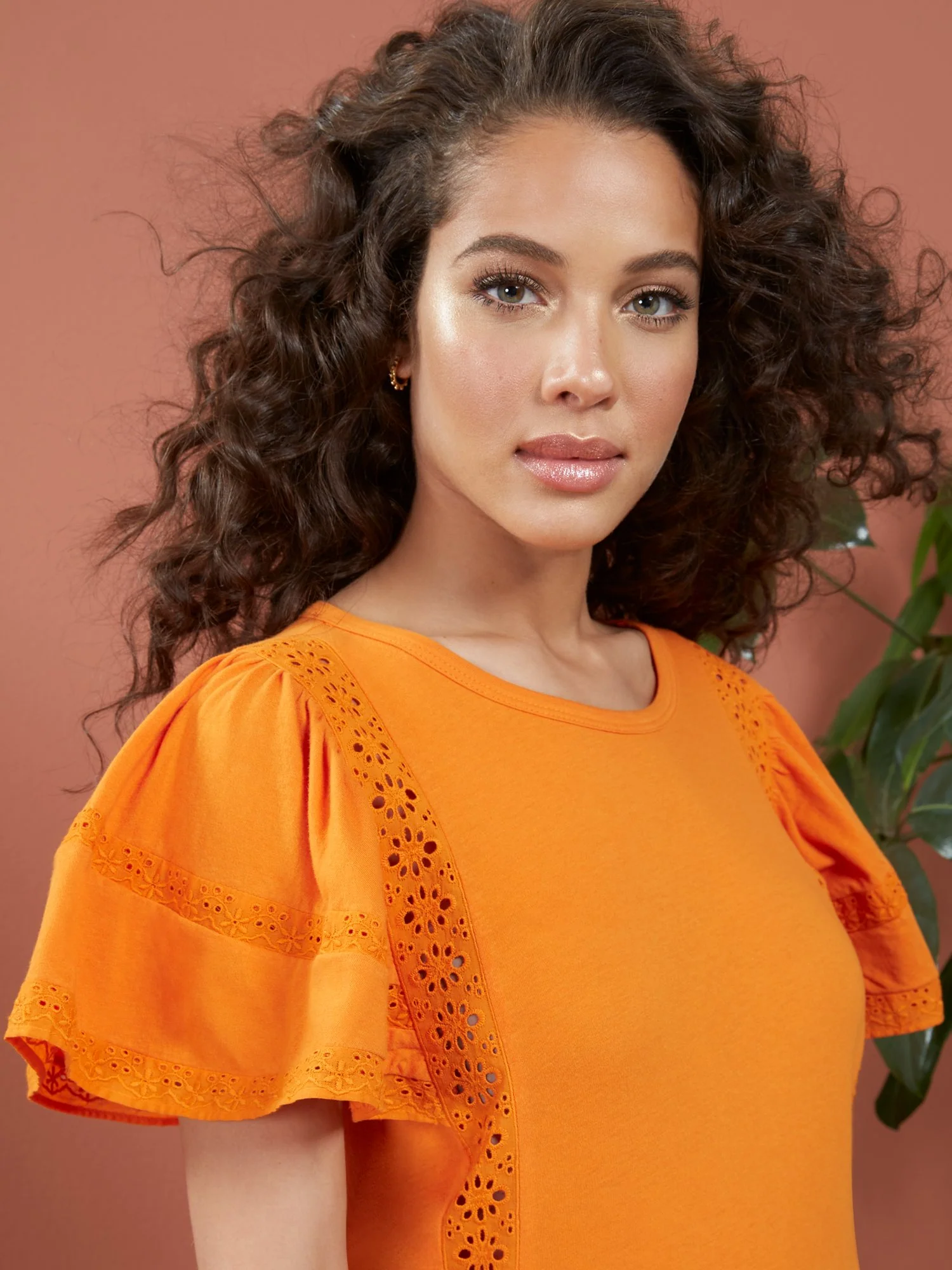 Flutter-Sleeve Eyelet Tee - Image 7